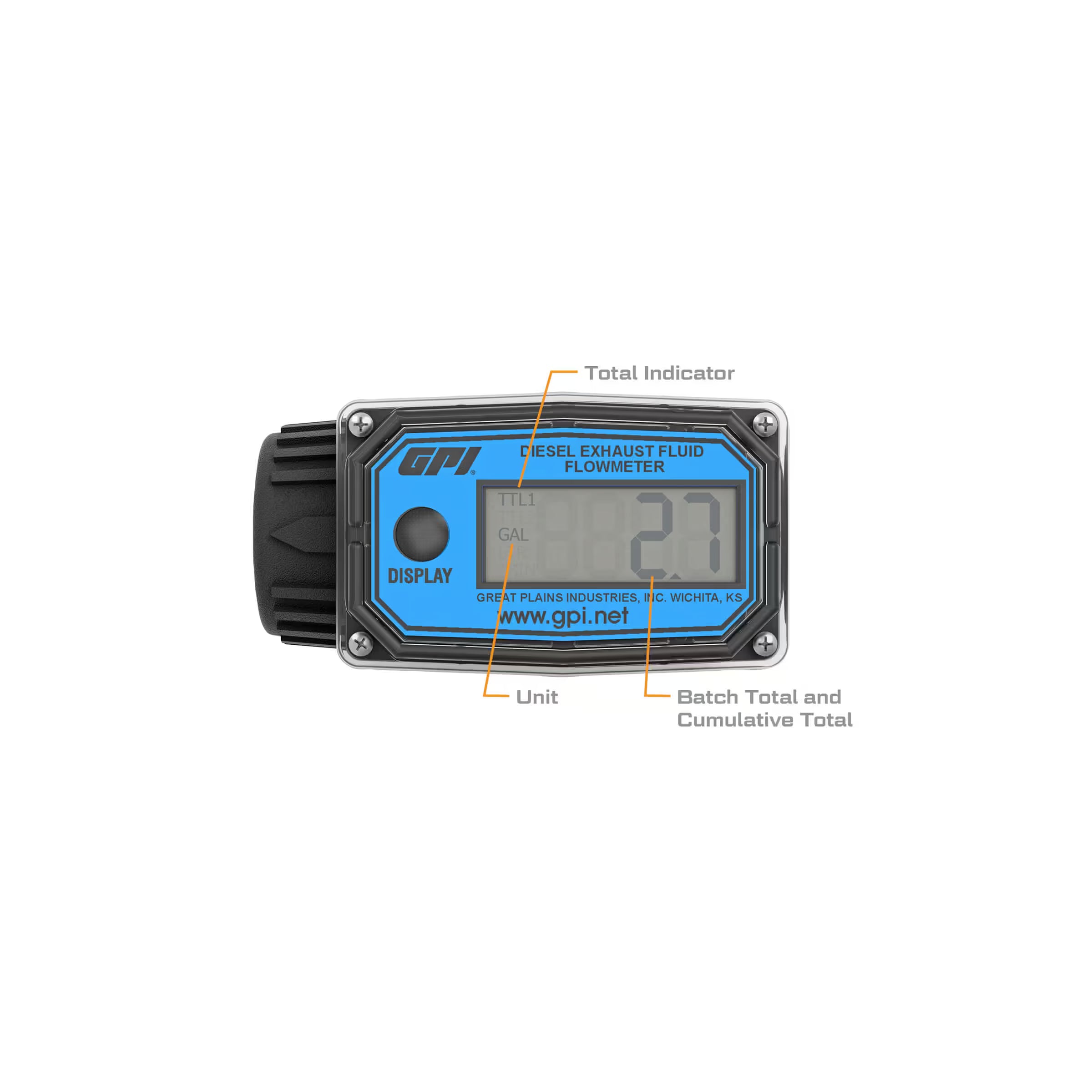 3-30 GPM DEF Nylon Meter with Battery Powered Display