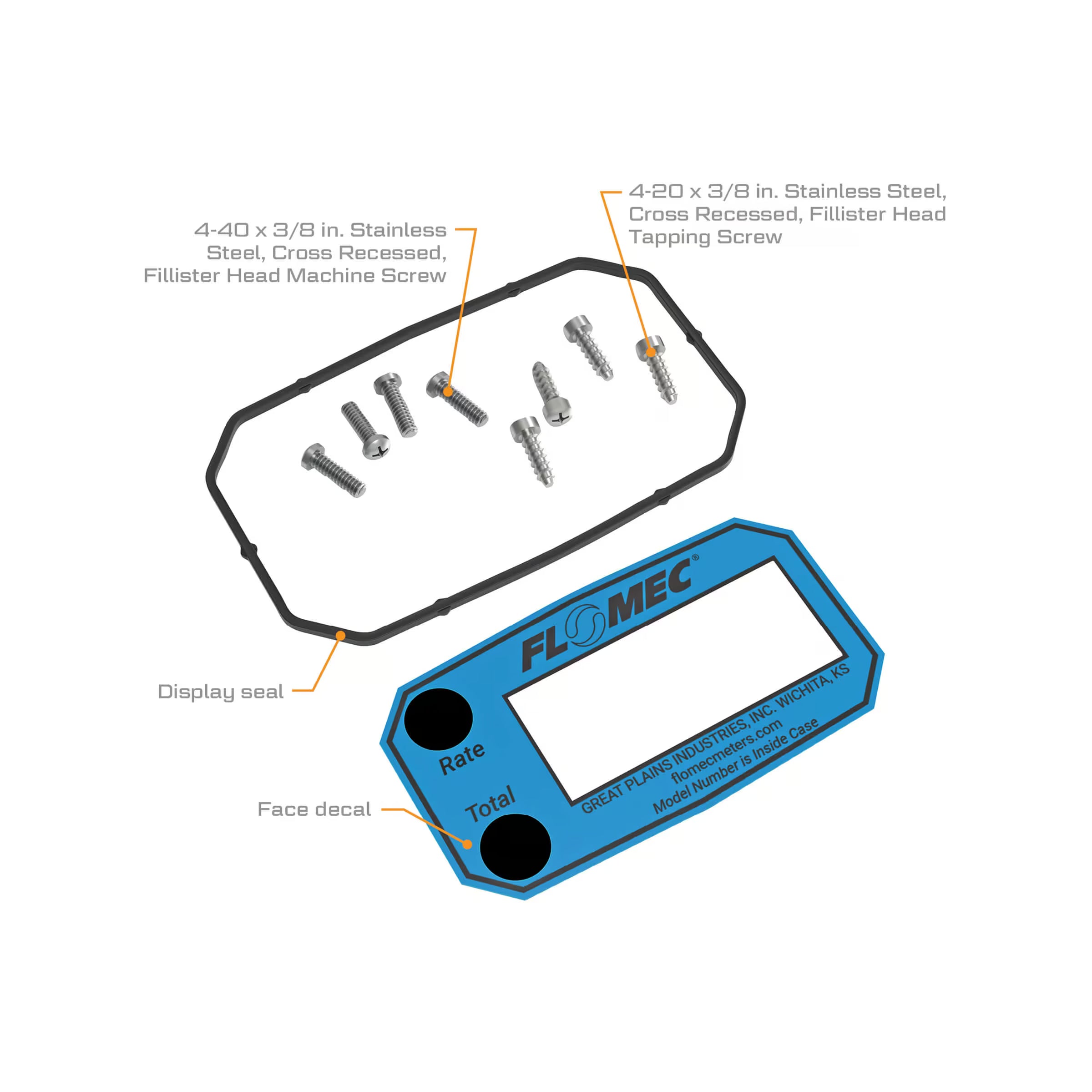 Q9 Display Decal, Seal, and Hardware Kit for G2 Series Flow Meters