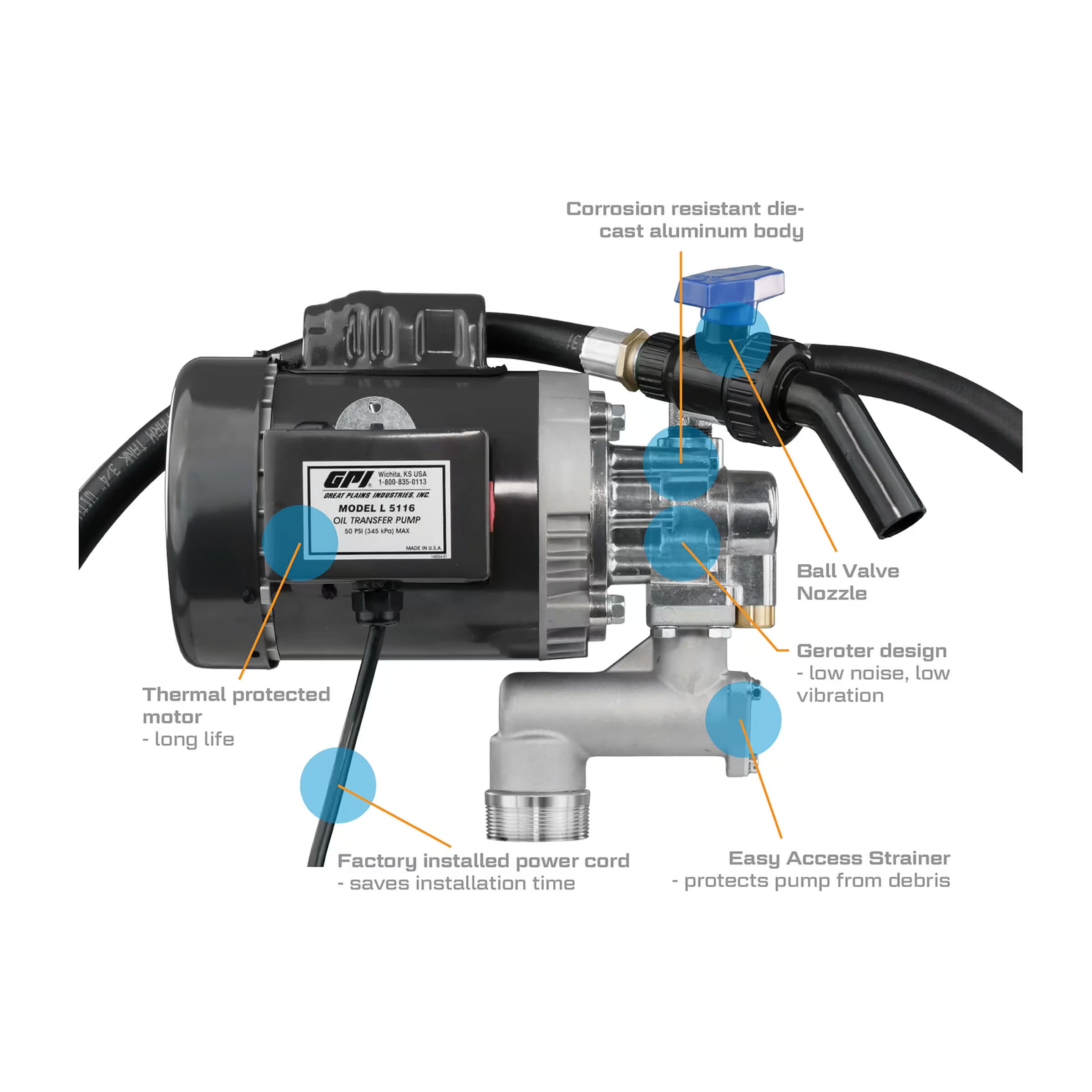 4 GPM 115/230V Oil Transfer Pump