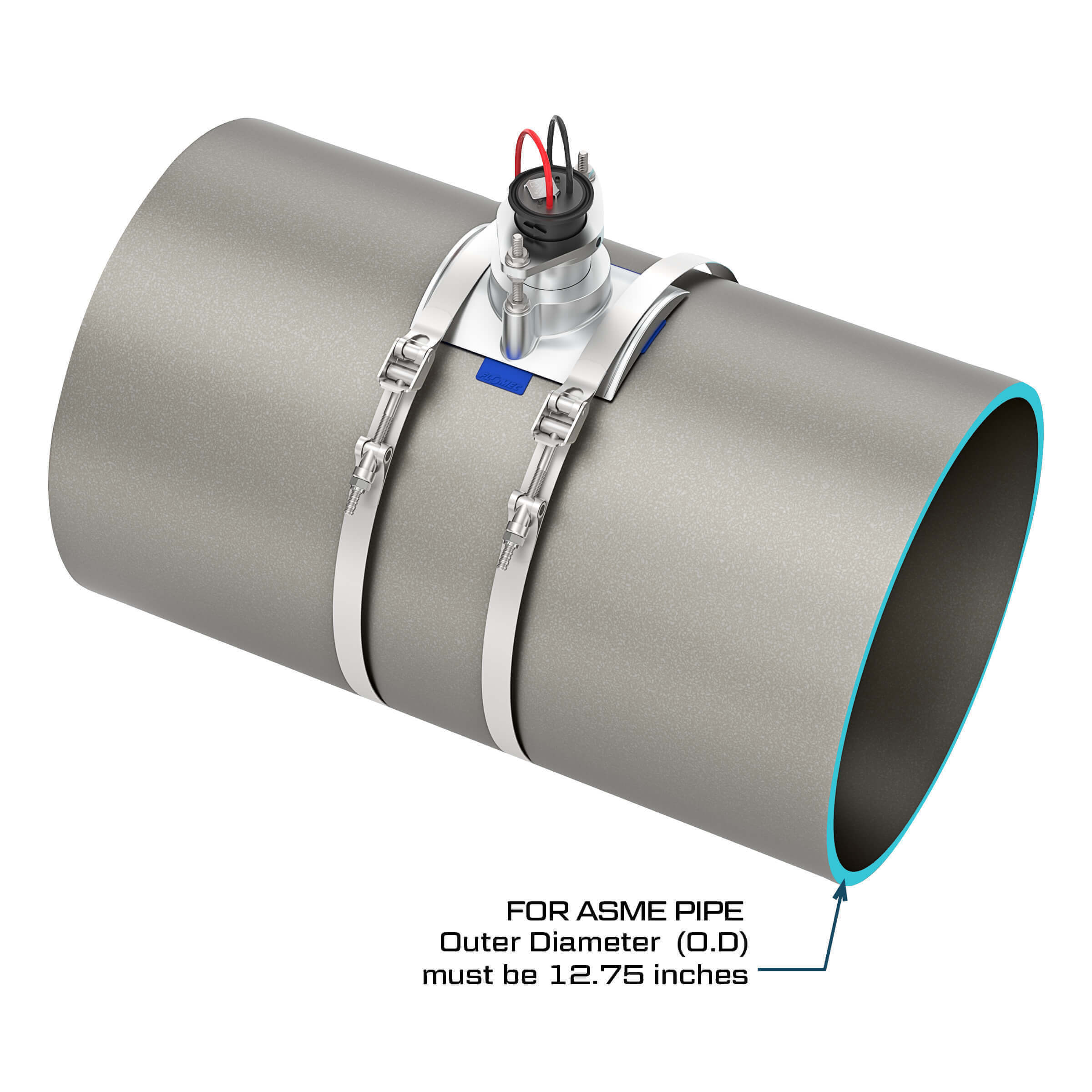 12" Ultrasonic Flow Sensor with Saddle for NPS IPS Pipe
