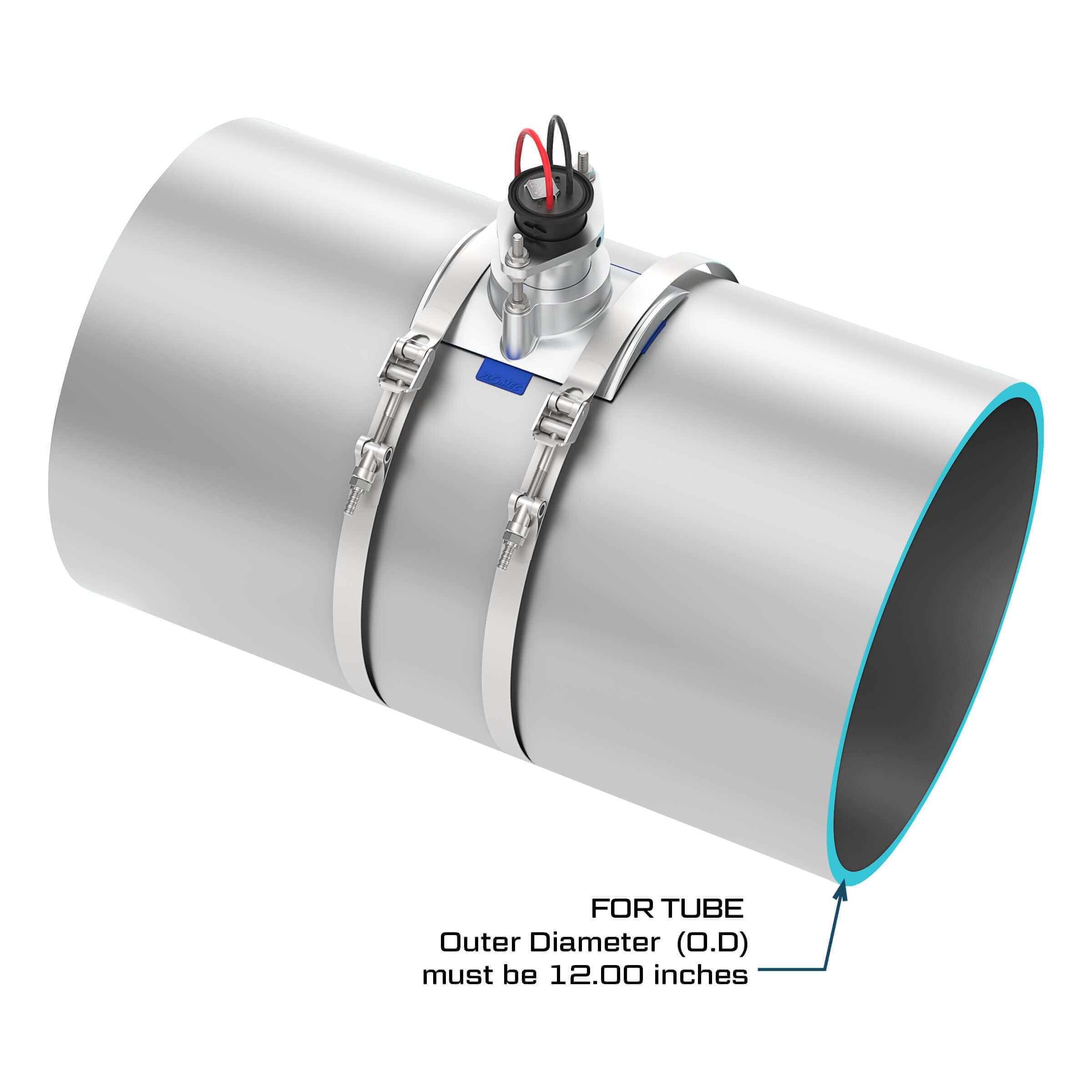 12" Ultrasonic Flow Sensor with Saddle for Tube