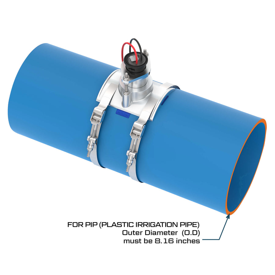 8" Ultrasonic Flow Sensor with Saddle for Plastic Irrigation Pipe (PIP)