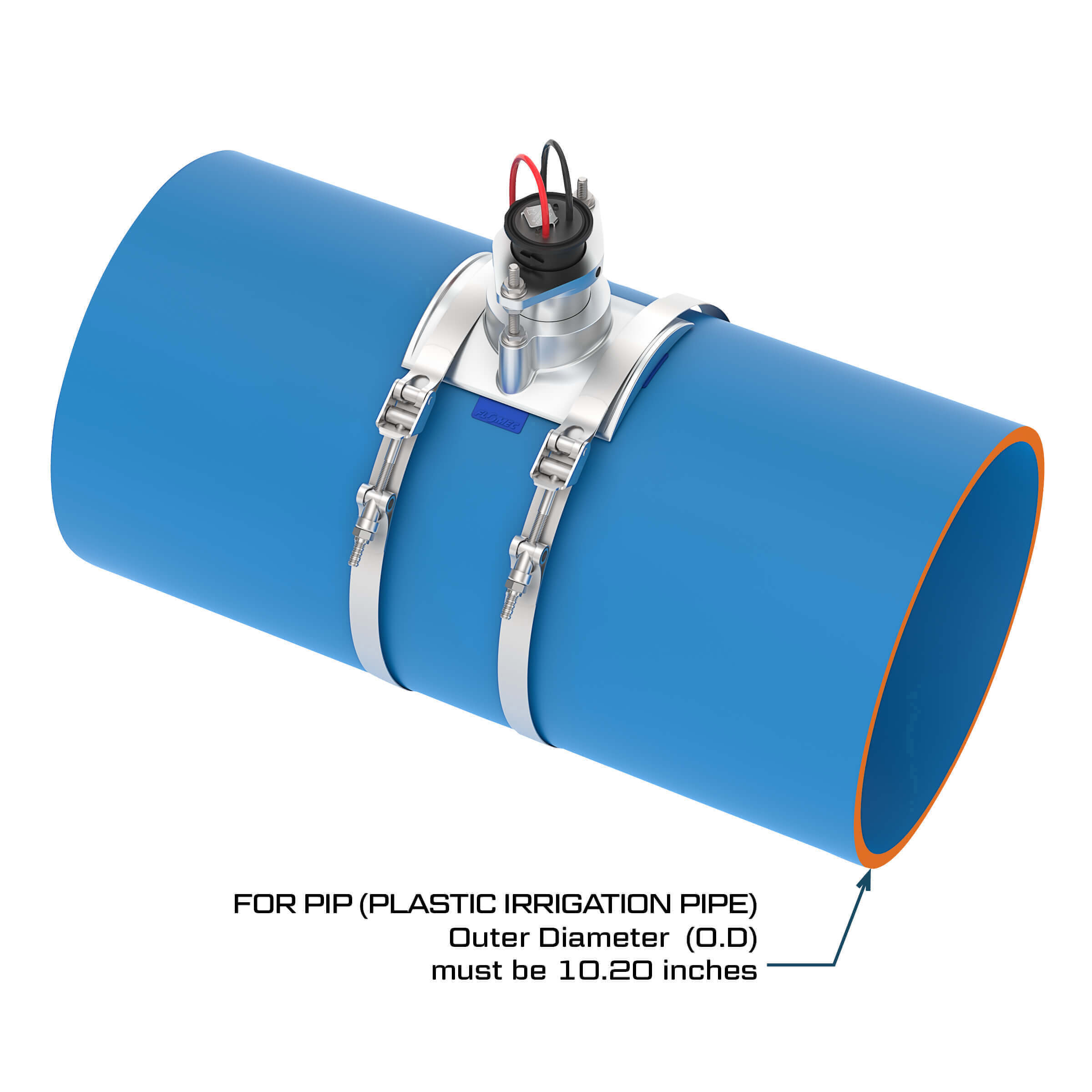 10" Ultrasonic Flow Sensor with Saddle for Plastic Irrigation Pipe (PIP)