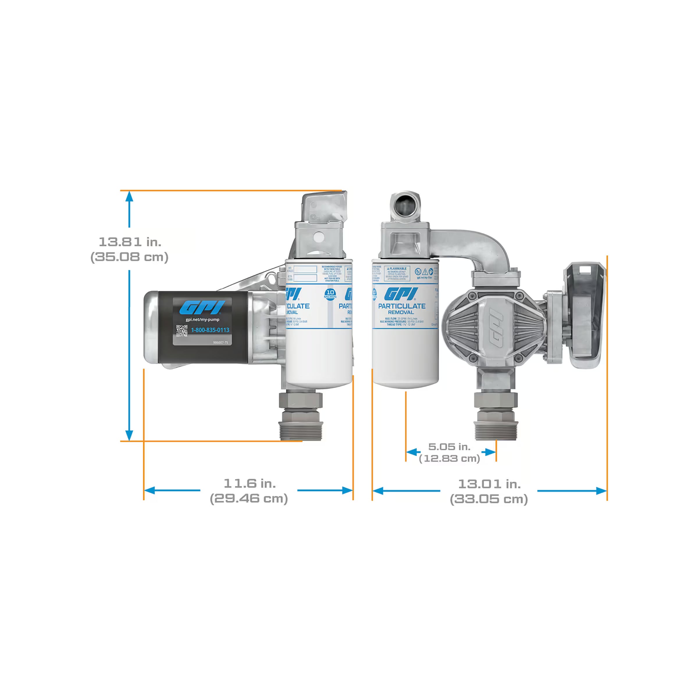 20 GPM 12V DC Fuel Transfer Pump with Auto Diesel Nozzle, Filter