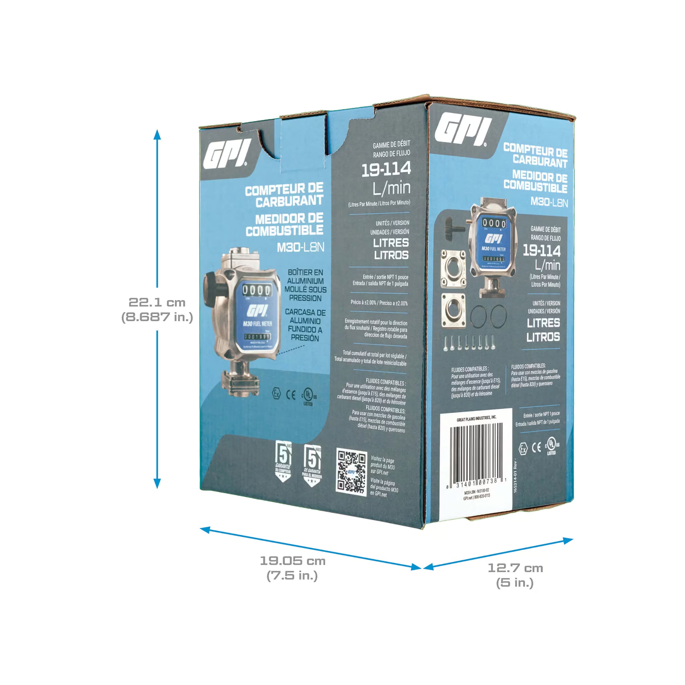 19-114 L/min 2% Mechanical Fuel Meter 1 Inch NPT