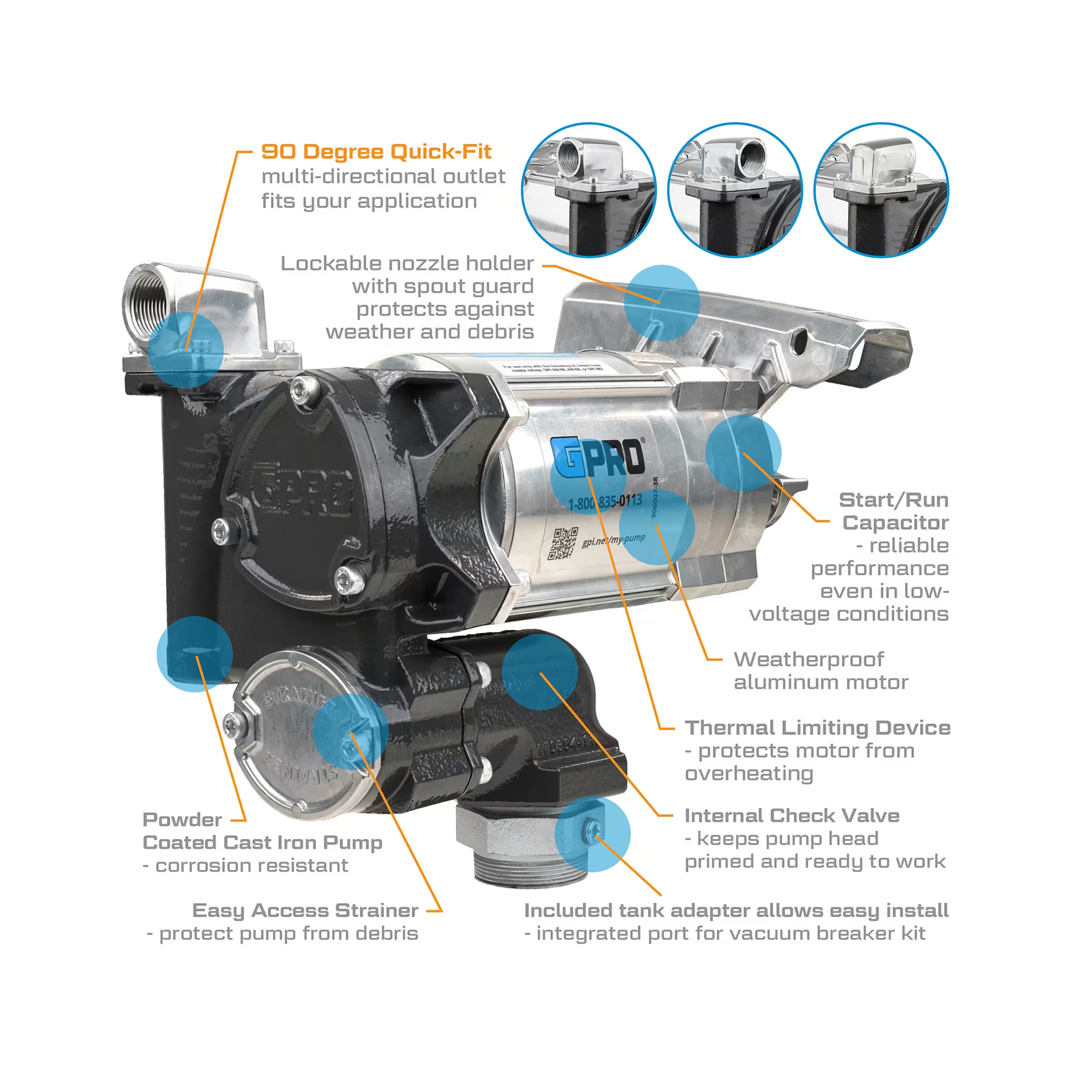 20 GPM 115V AC Fuel Transfer Pump with 1-inch Outlet