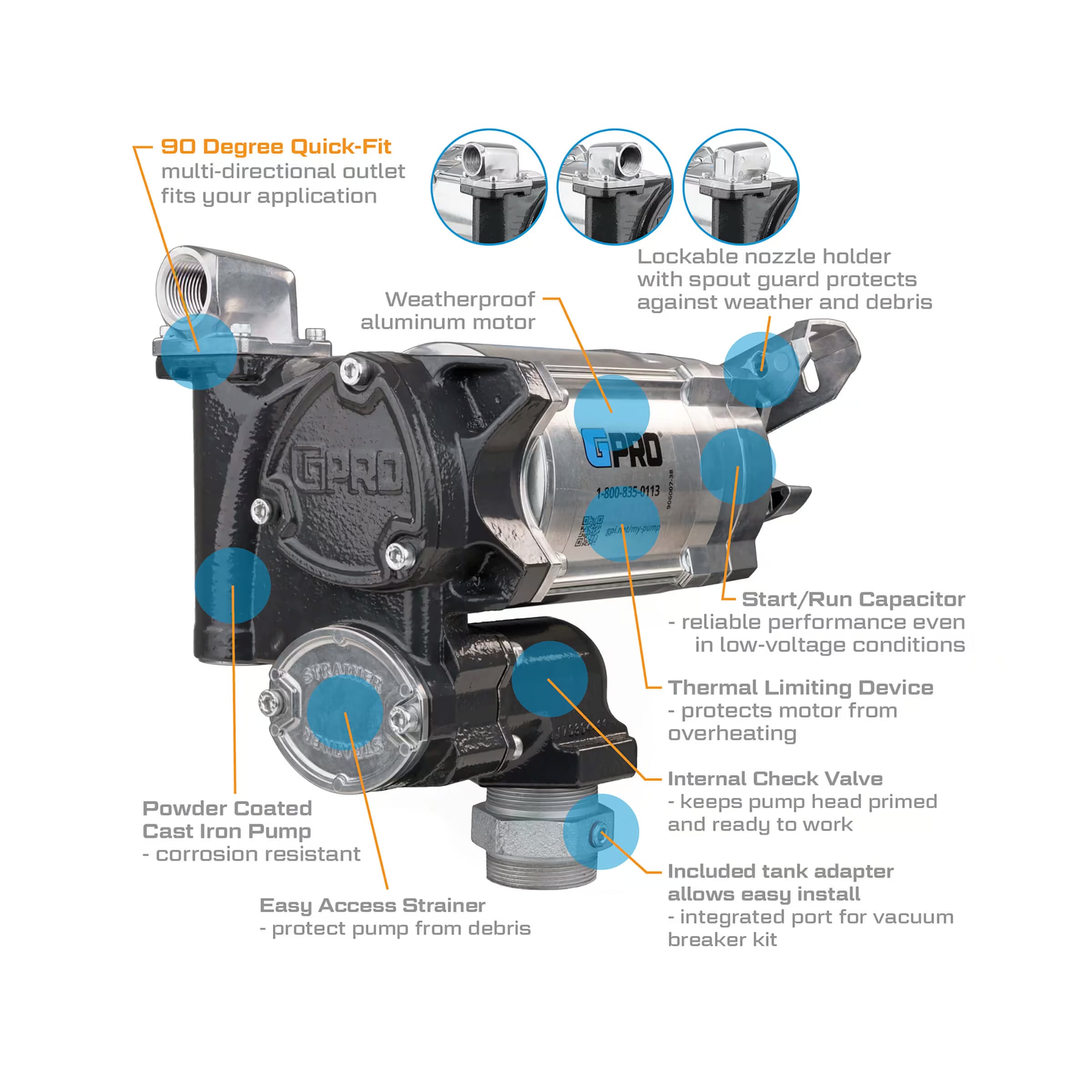 76 L/min 230V ATEX-IECEx Approved Fuel Transfer Pump with BSPP Thread Type