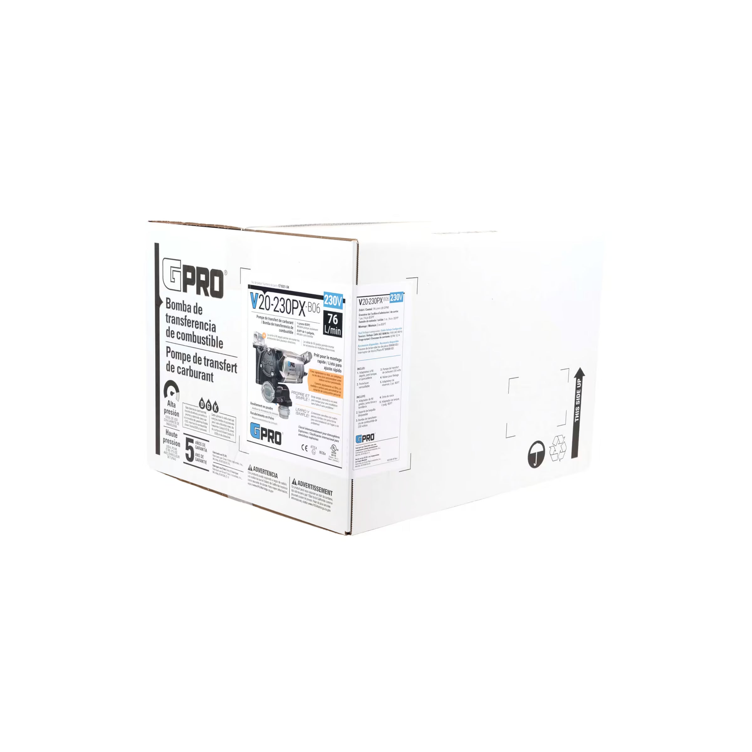 GPRO V-SERIES ATEX-IECEx APPROVED 76 L/min 230V FUEL TRANSFER PUMP