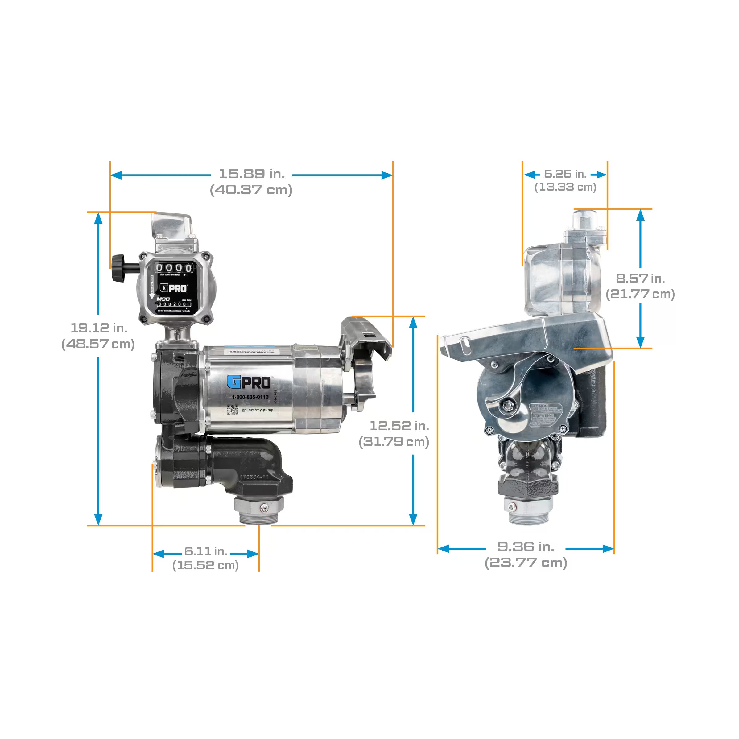 20 GPM 115V AC Fuel Transfer Pump with 19-114 L/min Meter, 1-inch Outlet