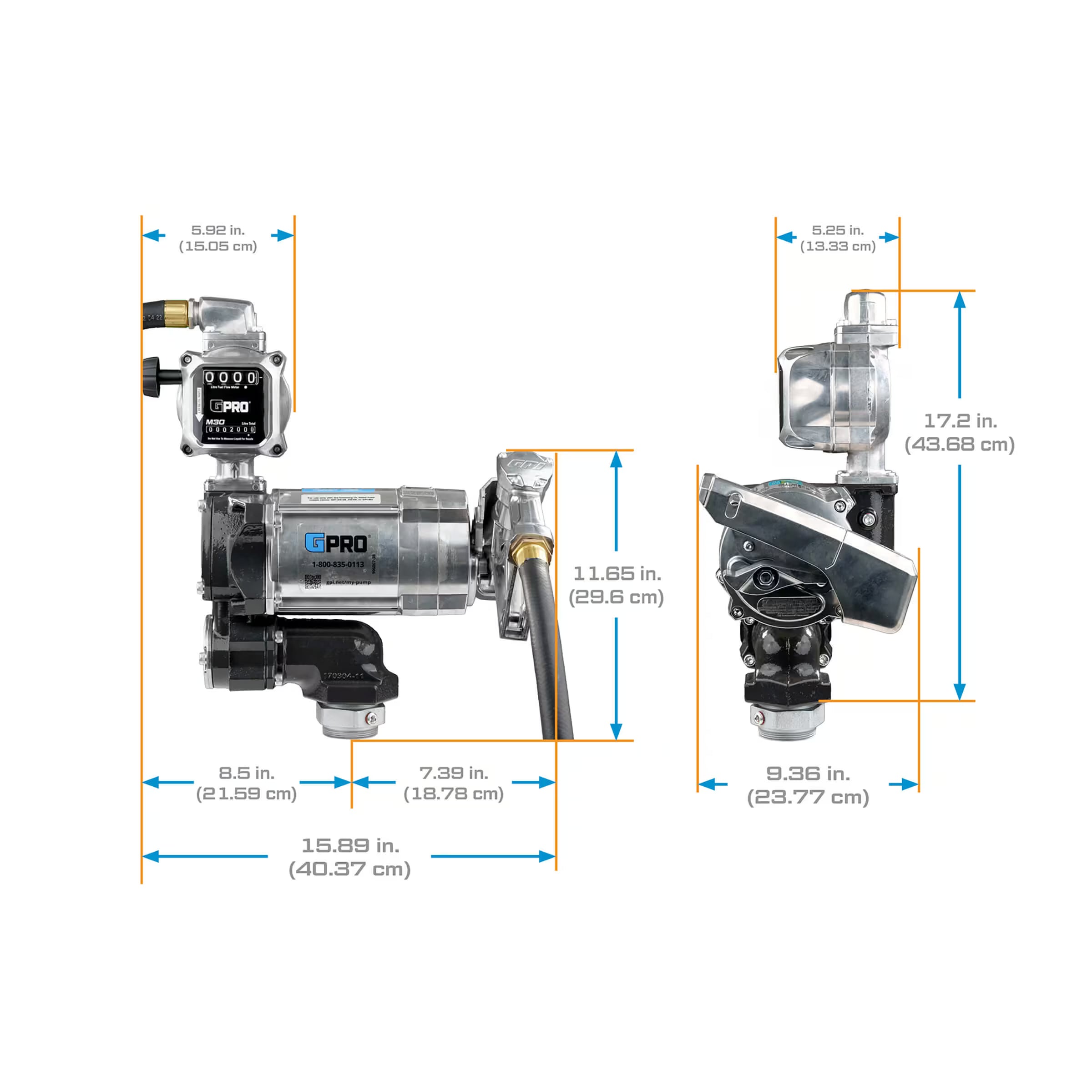 20 GPM 115V AC Fuel Transfer Pump with 19-114 L/min Meter, Manual Unleaded Nozzle
