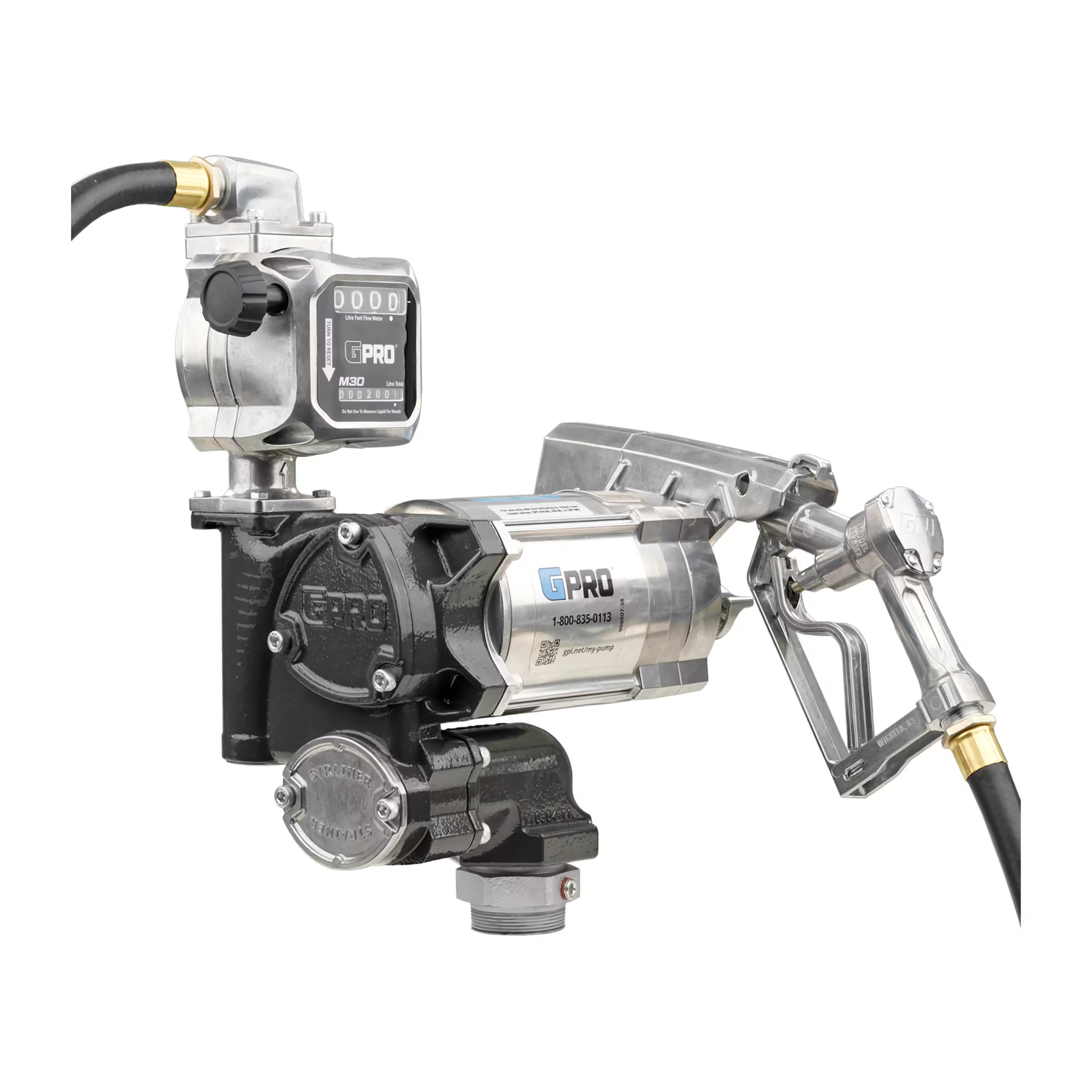 20 GPM 115V AC Fuel Transfer Pump with 19-114 L/min Meter, Manual Unleaded Nozzle