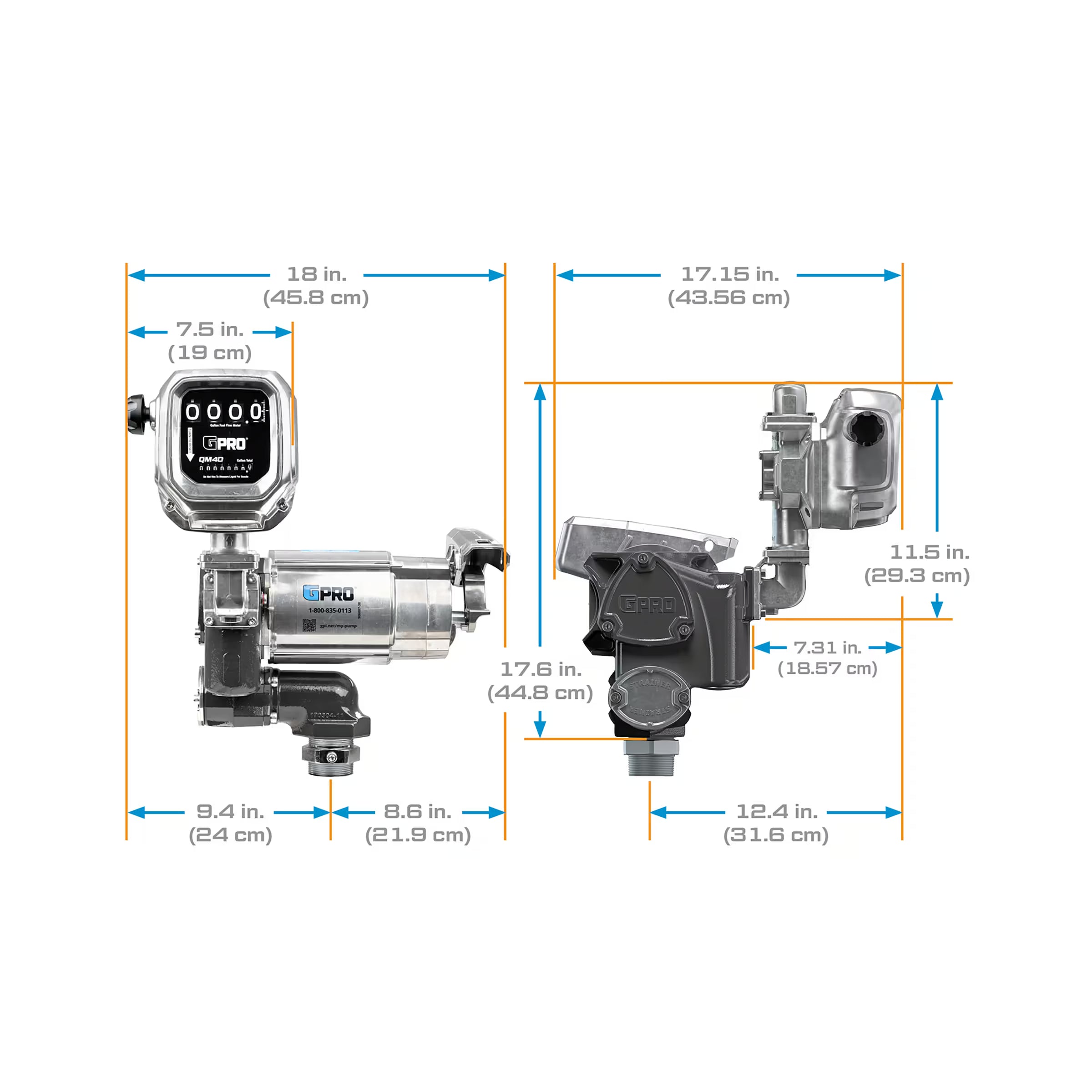 35 GPM 120V AC Fuel Transfer Pump with 2-40 GPM Meter