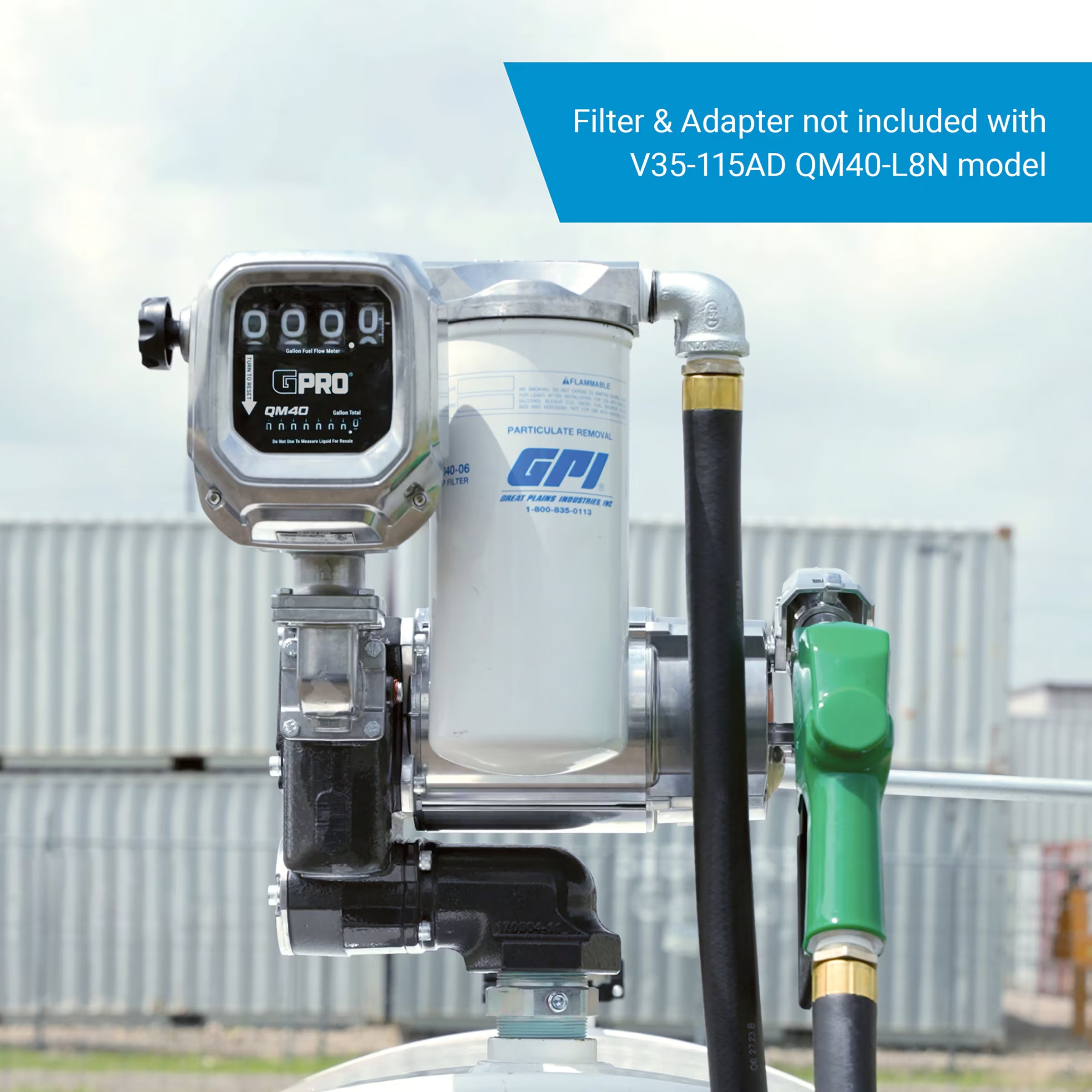 35 GPM 120V AC Fuel Transfer Pump with 8-150 L/min Meter, Auto Diesel Nozzle