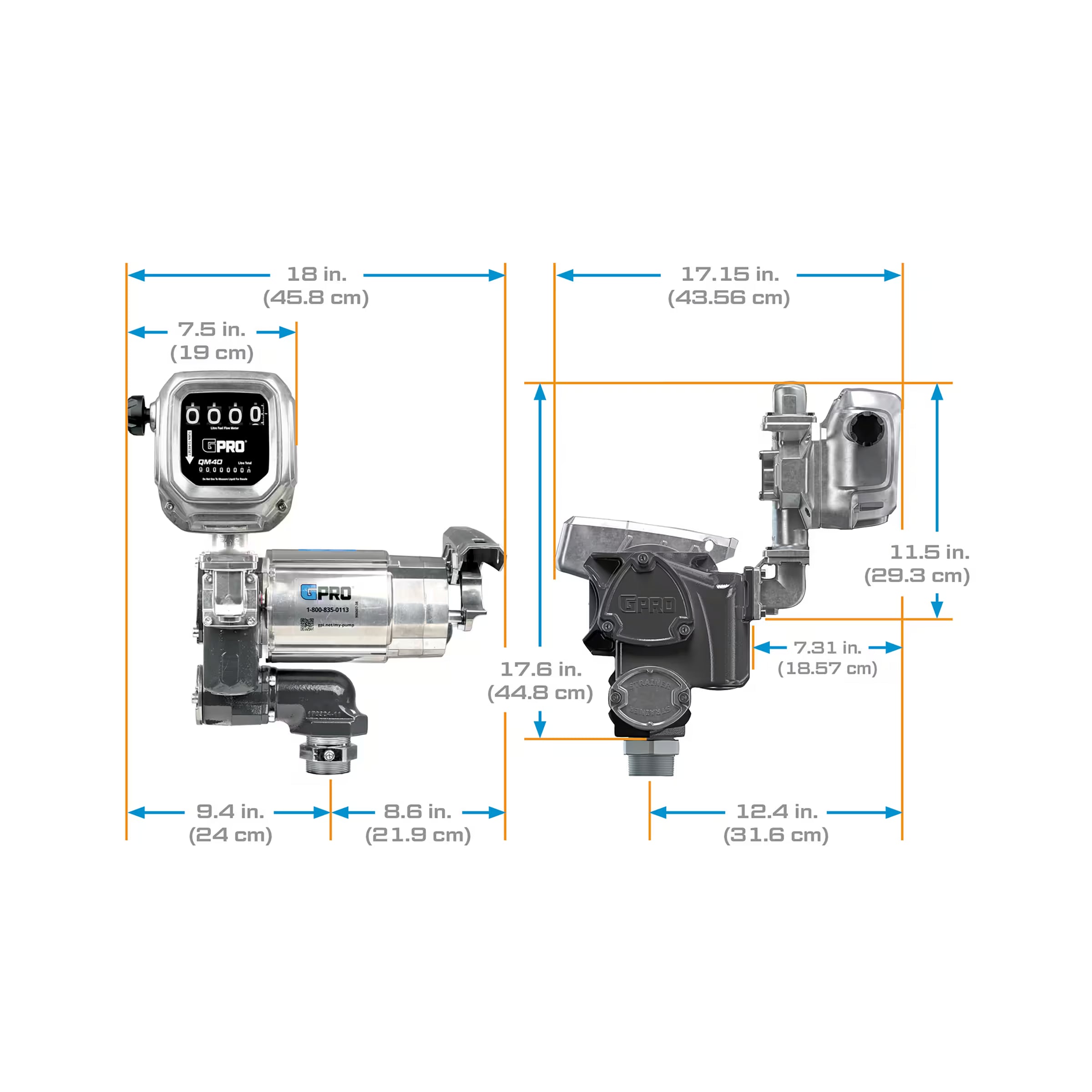 35 GPM 120V AC Fuel Transfer Pump with 8-150 L/min Meter, Auto Diesel Nozzle