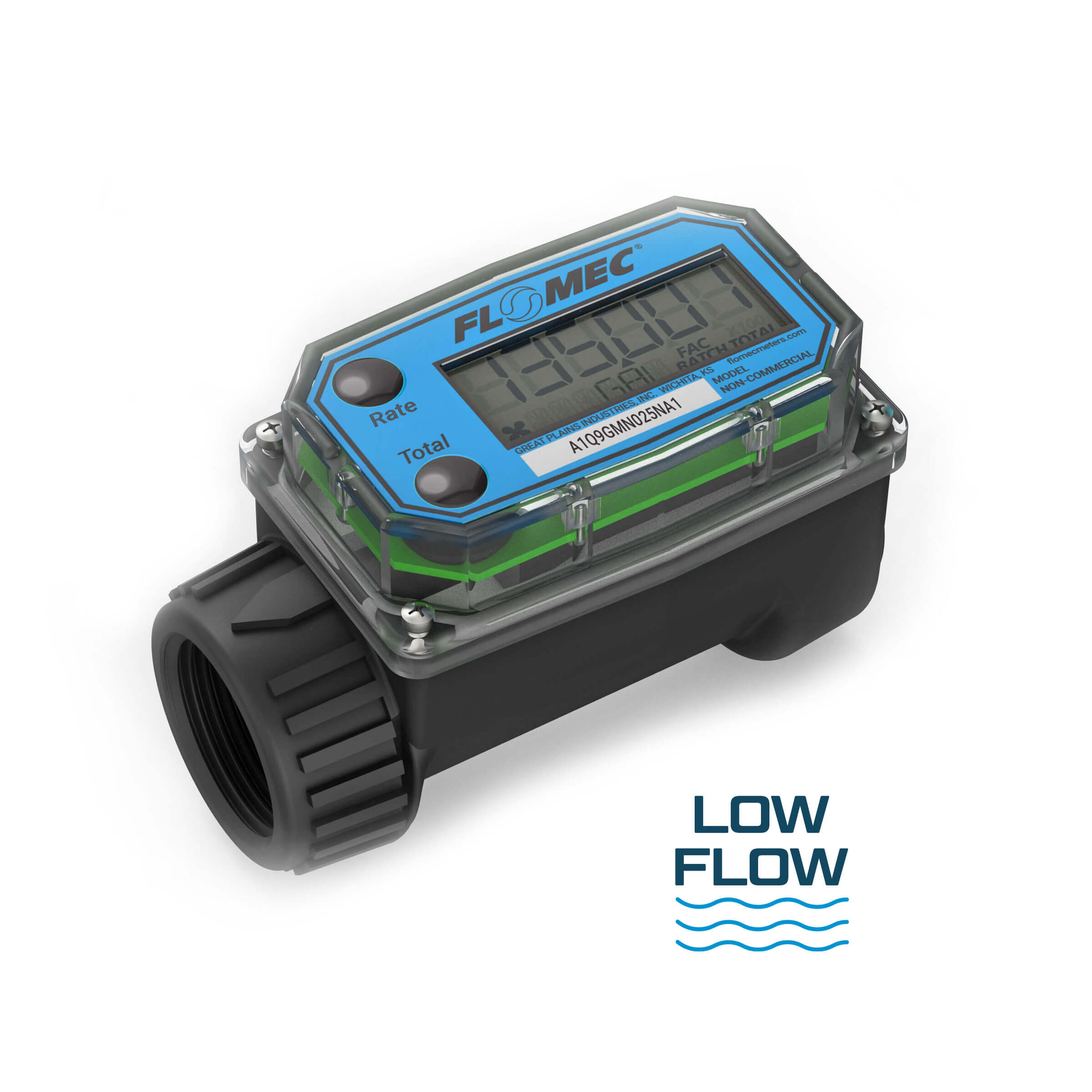 1" Turbine Nylon NPT A1 Flow Meter with Digital Display, Low Flow, Hazardous Area Approved