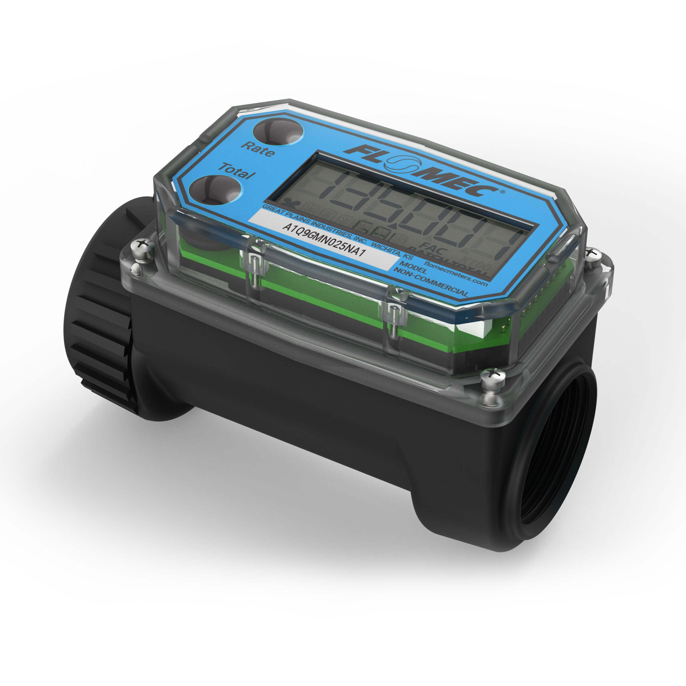 1" Turbine Nylon NPT A1 Flow Meter with Digital Display, Low Flow, Hazardous Area Approved