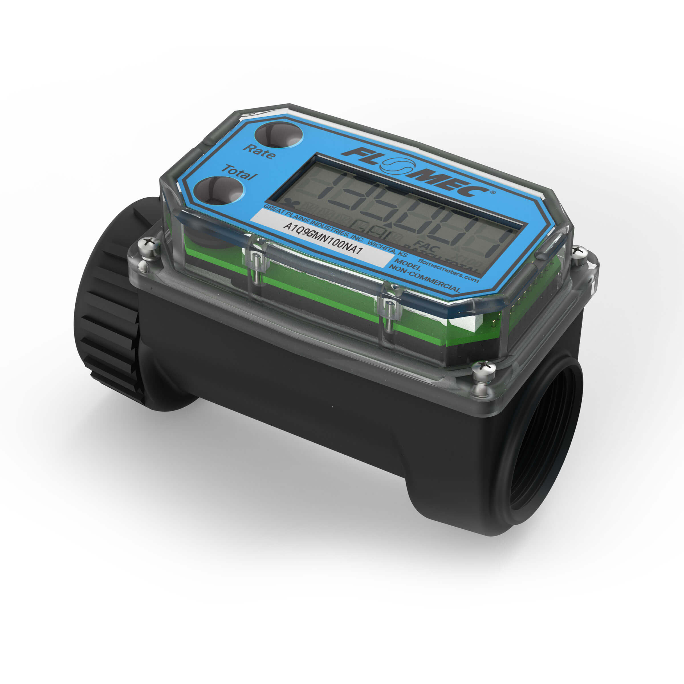 1" Turbine Nylon NPT A1 Flow Meter with Digital Display, Hazardous Area Approved