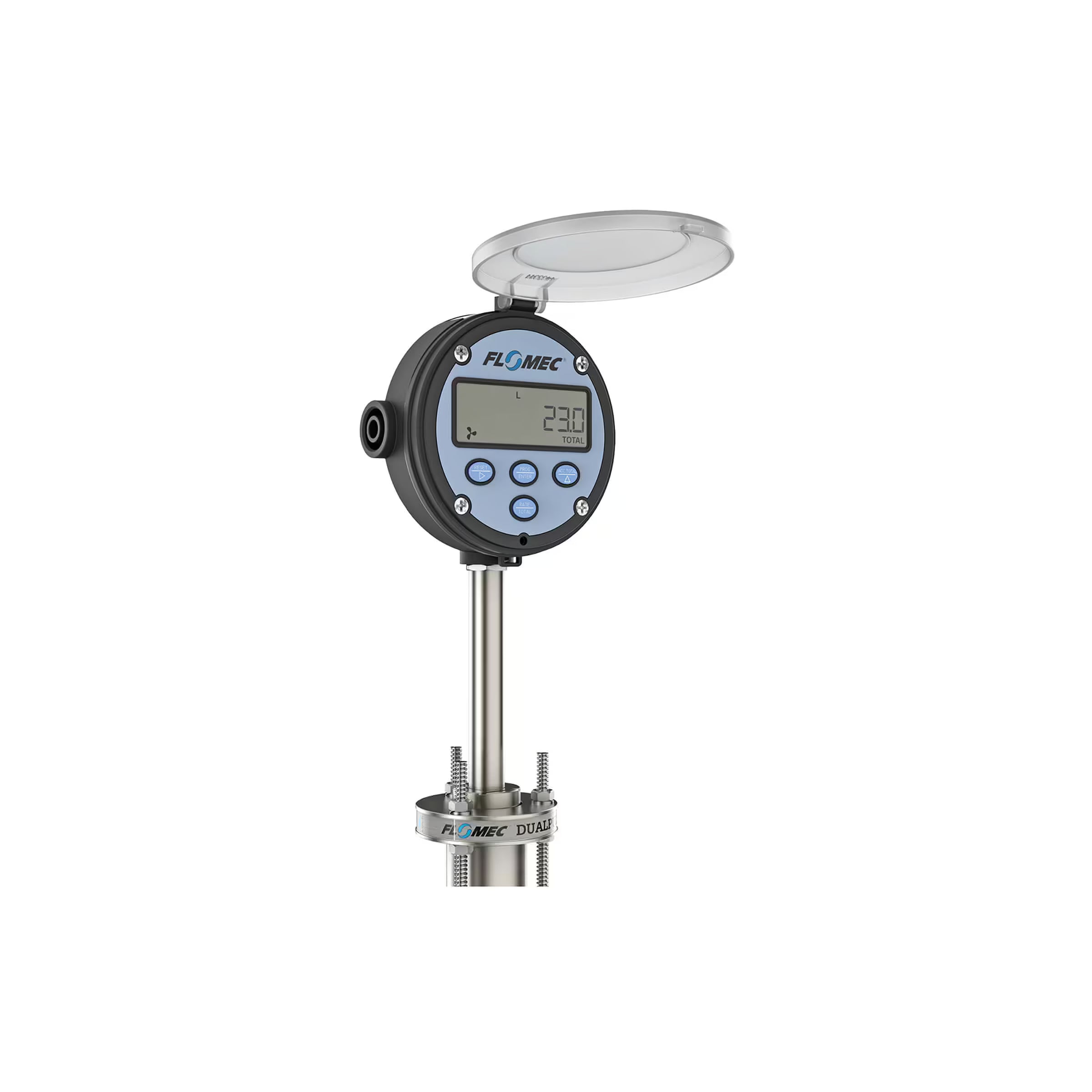 1.5" to 35.4" Paddlewheel Stainless Steel Flow Meter, Transmitter with Built-In Digital Display