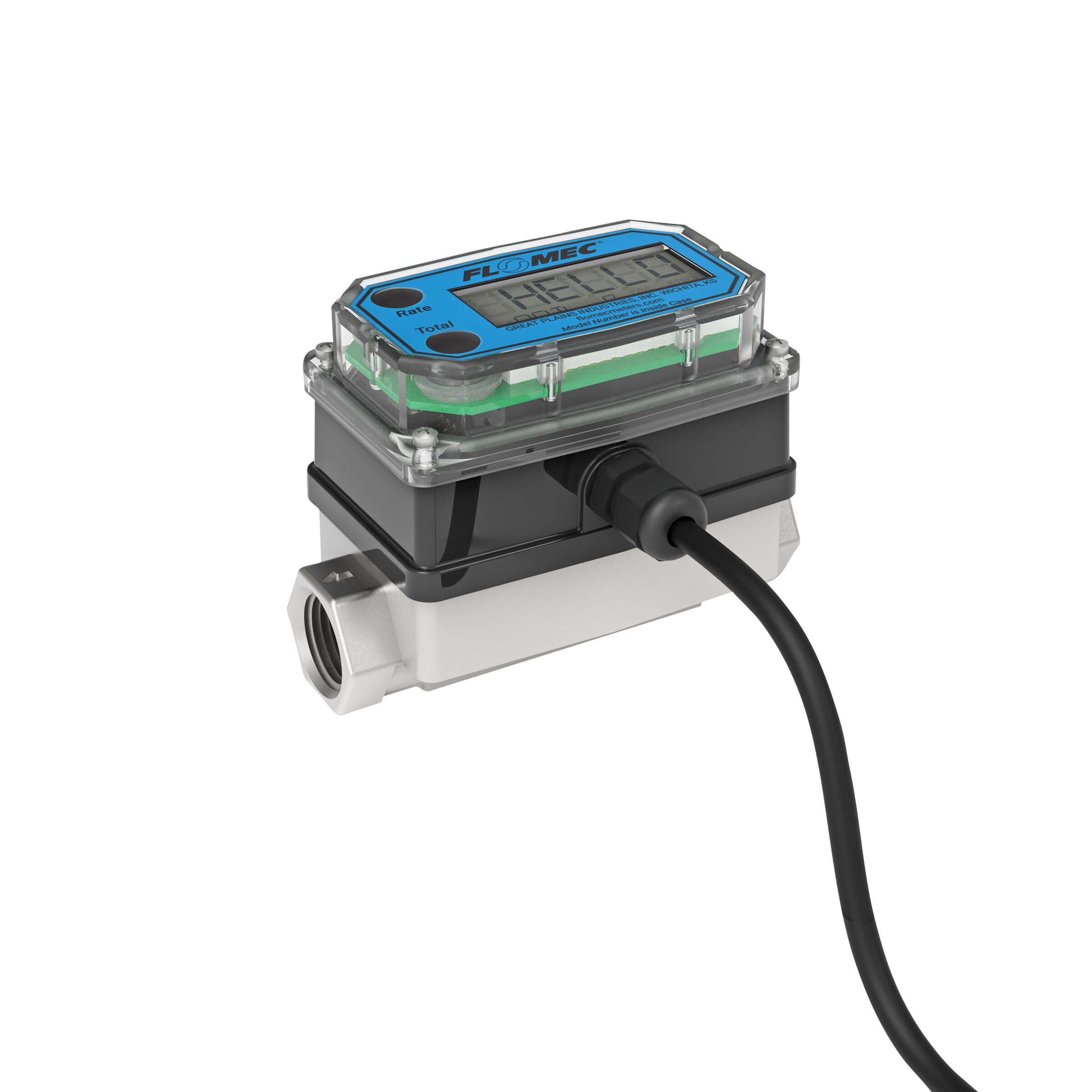 1/2" Turbine Stainless Steel NPT G2 Flow Meter with Digital Display, Transmitter