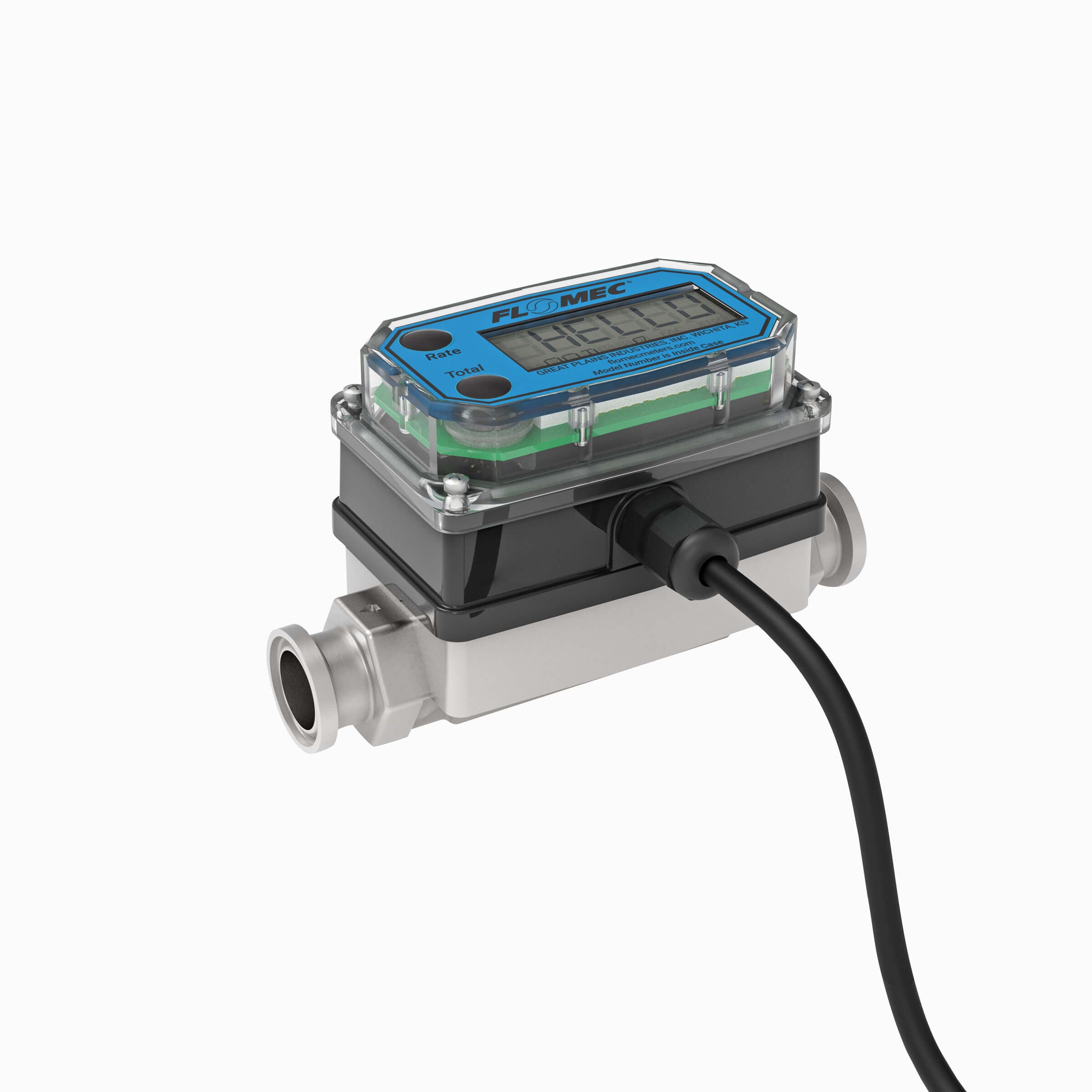 1/2" Turbine Stainless Steel Tri-Clamp G2 Flow Meter with Digital Display, Transmitter