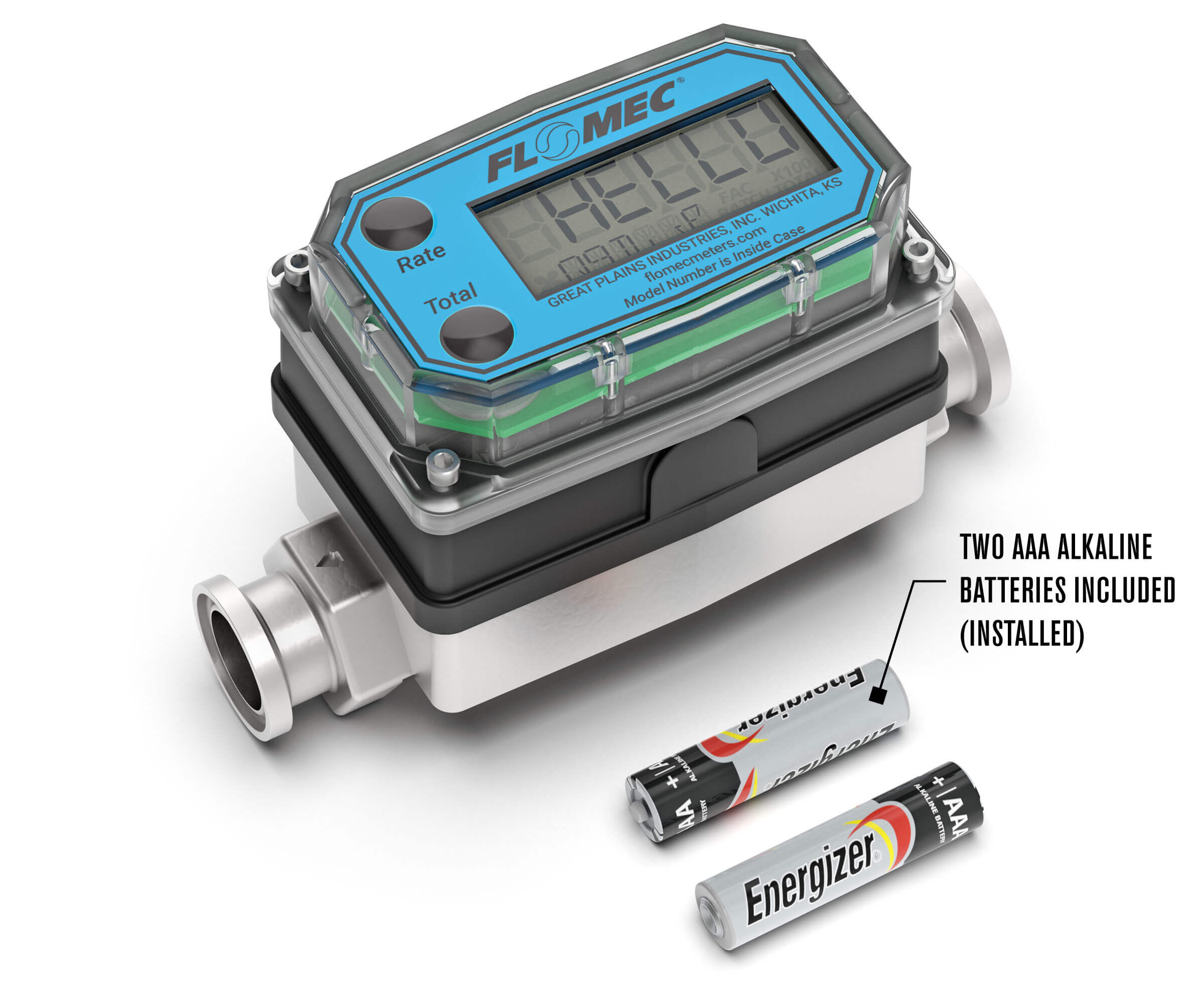 1/2" Stainless Steel High-Temperature G2 Flow Meter with Digital Display, Tri-Clamp