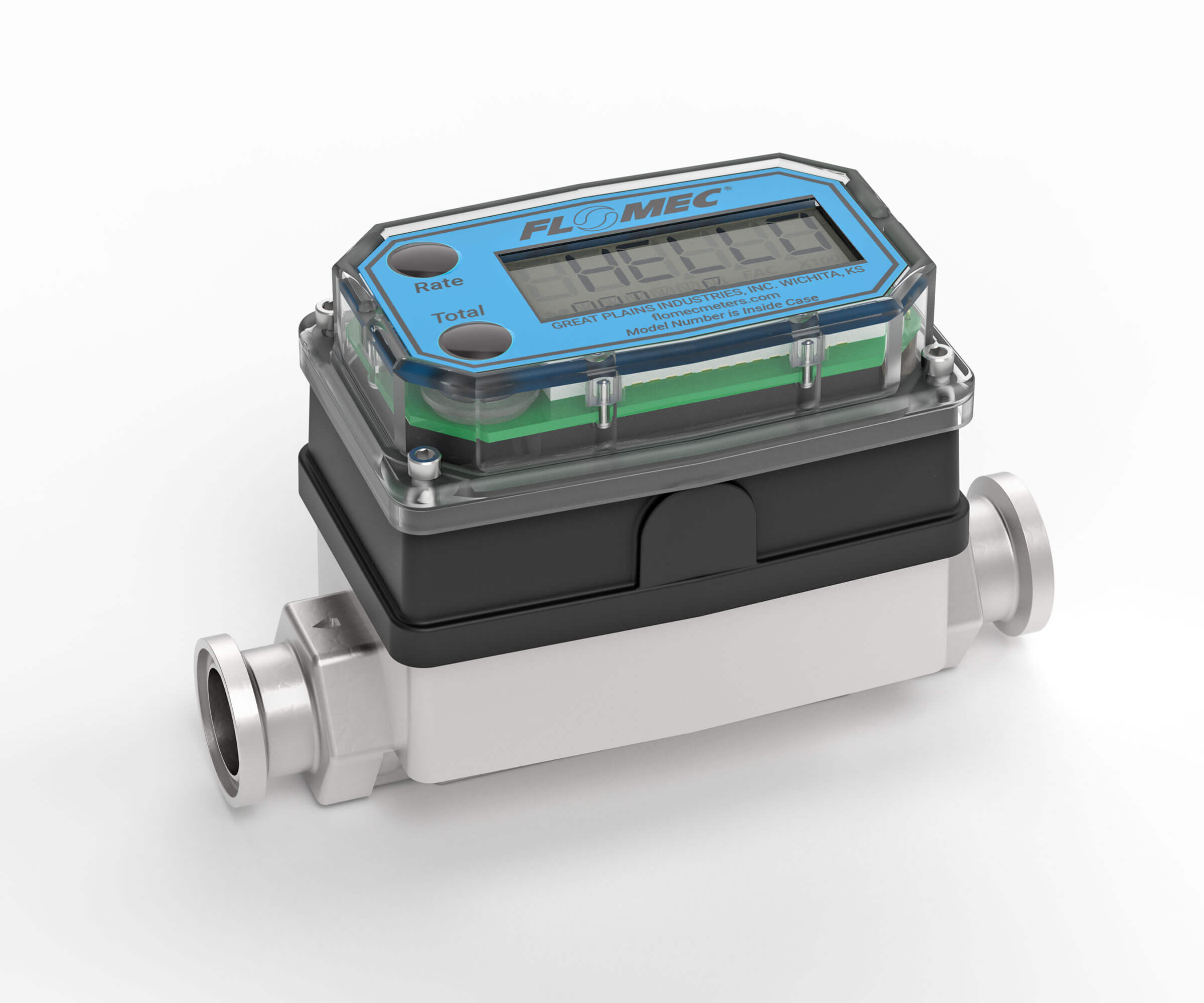 1/2" Stainless Steel High-Temperature G2 Flow Meter with Digital Display, Tri-Clamp