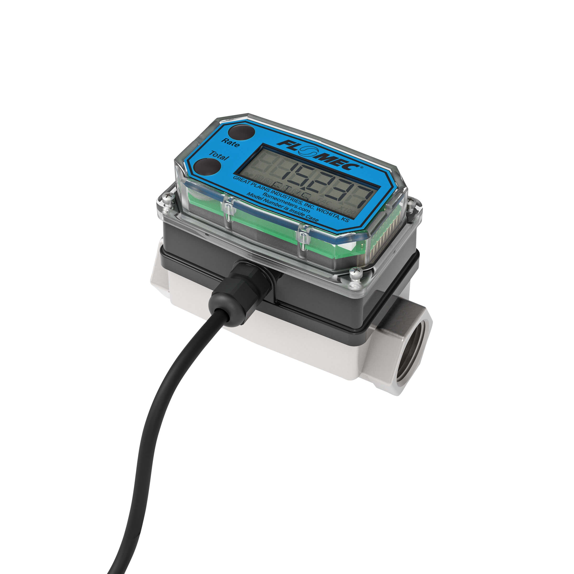 3/4" Turbine Stainless Steel NPT G2 Flow Meter with Digital Display, Transmitter