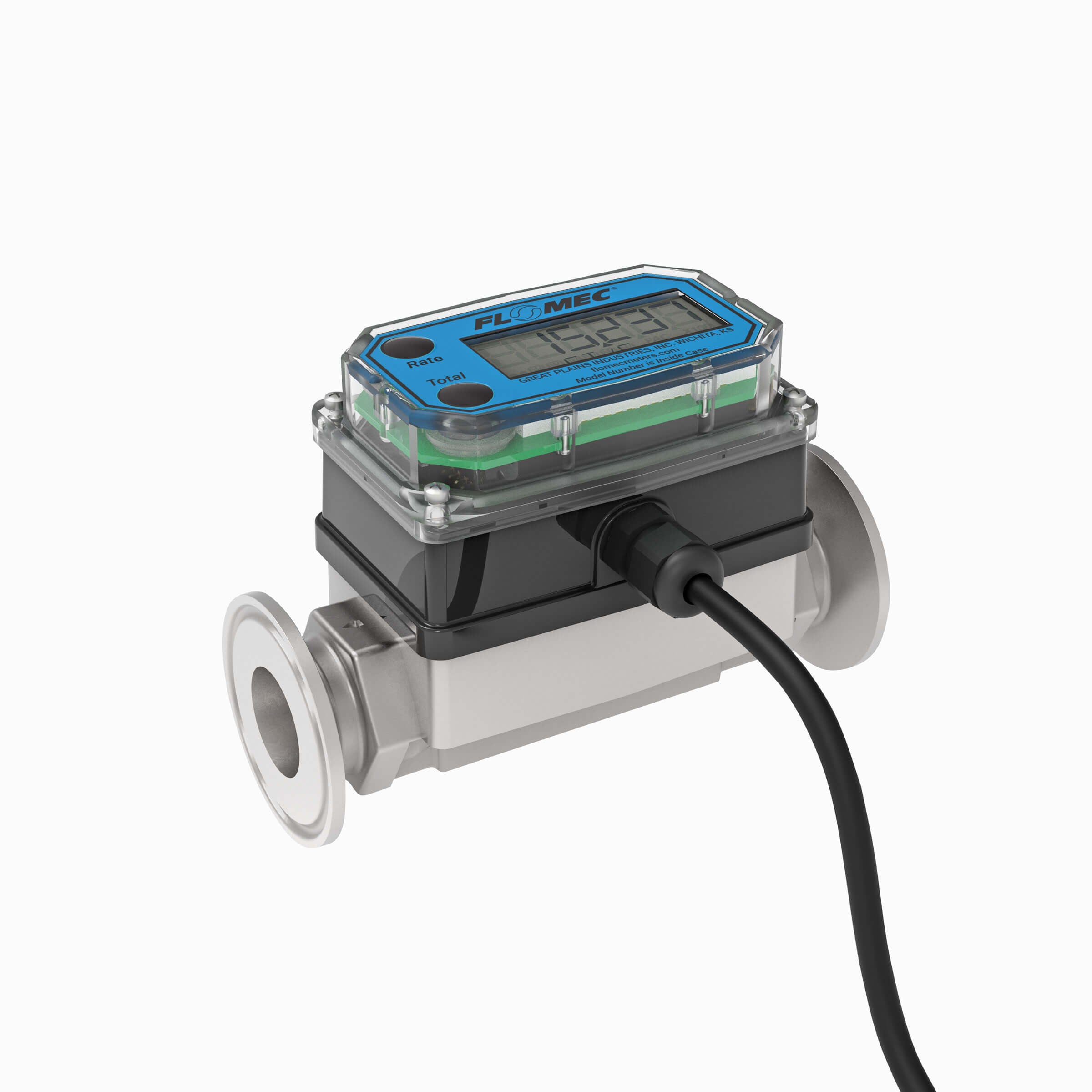 3/4" Turbine Stainless Steel Tri-Clamp G2 Flow Meter with Digital Display, Transmitter