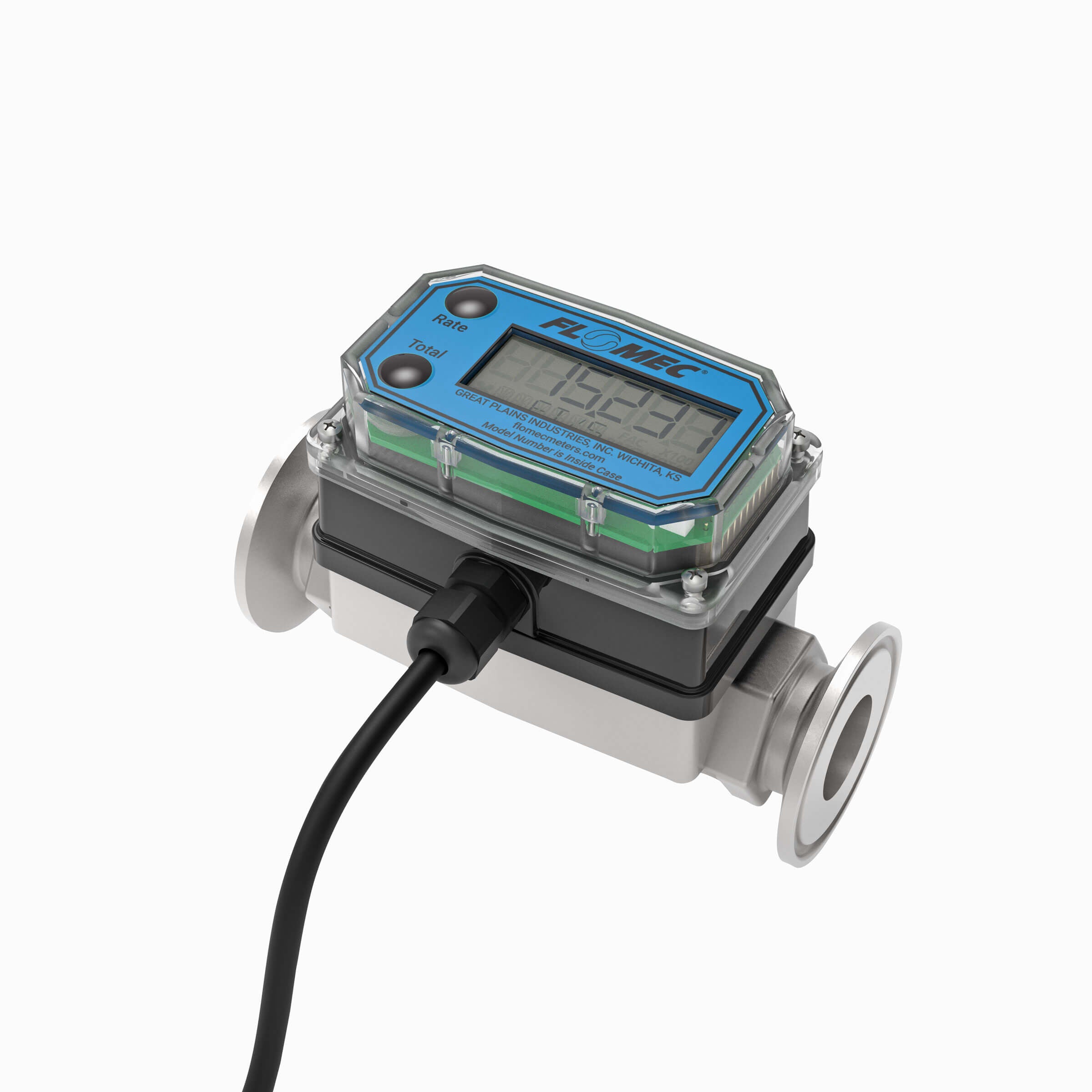3/4" Turbine Stainless Steel Tri-Clamp G2 Flow Meter with Digital Display, Transmitter