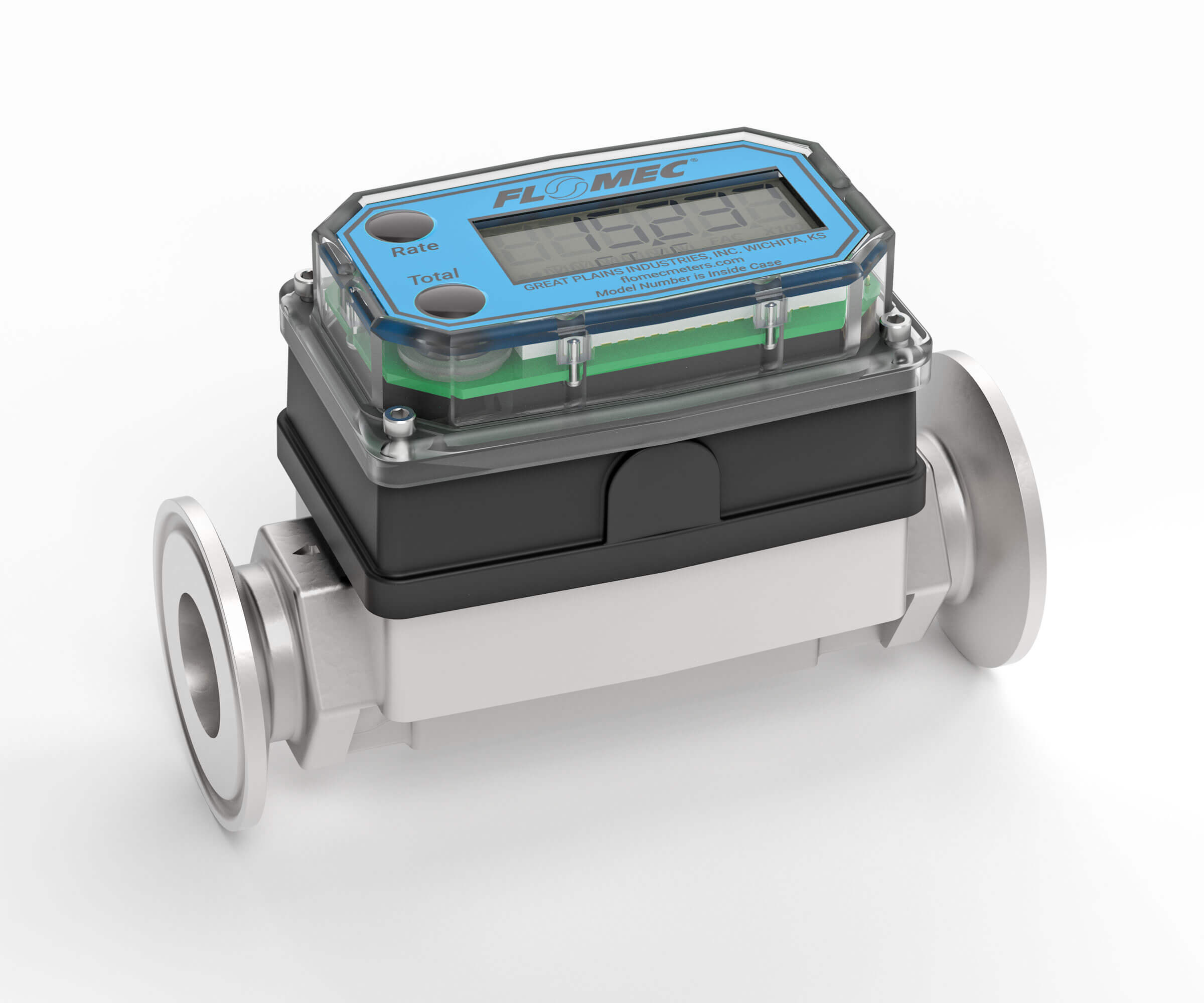 3/4" Stainless Steel High-Temperature G2 Flow Meter with Digital Display, Tri-Clamp
