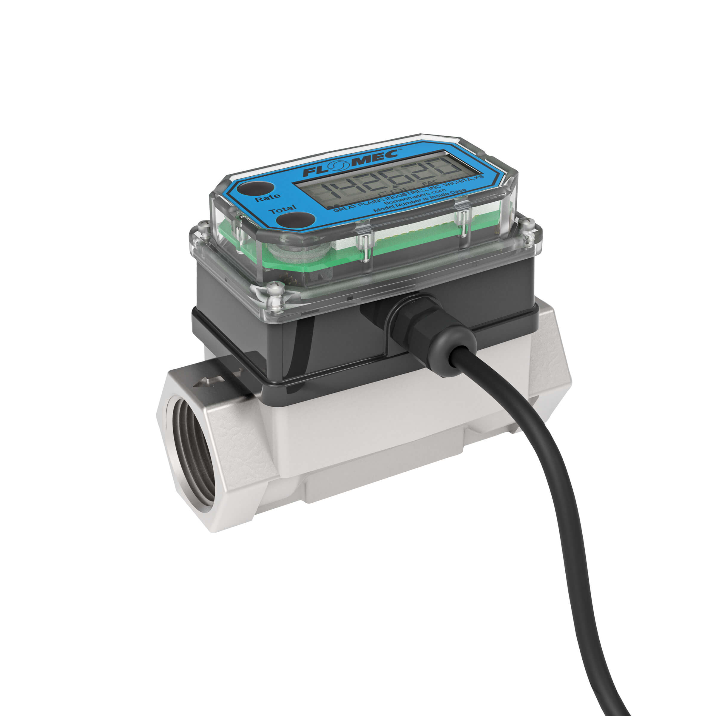 1" Turbine Stainless Steel NPT G2 Flow Meter with Digital Display, Transmitter