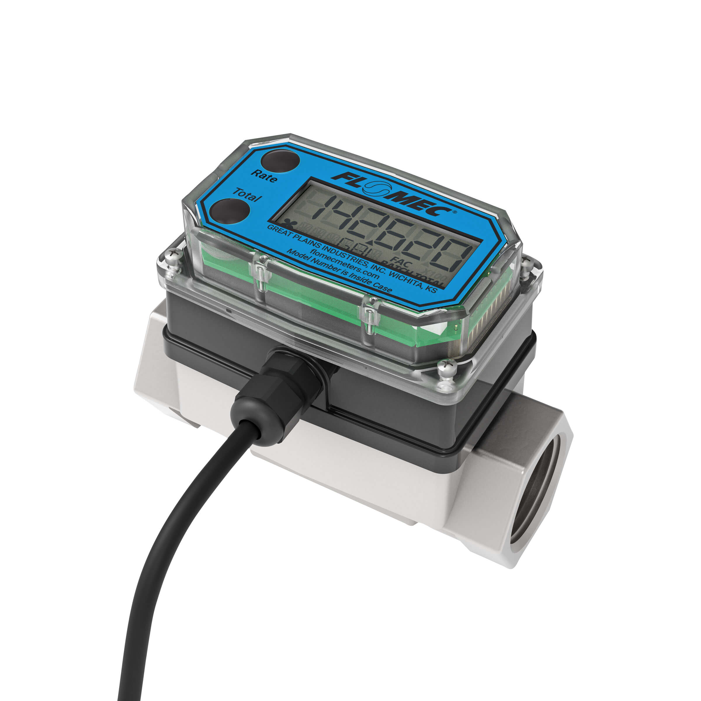 1" Turbine Stainless Steel NPT G2 Flow Meter with Digital Display, Transmitter
