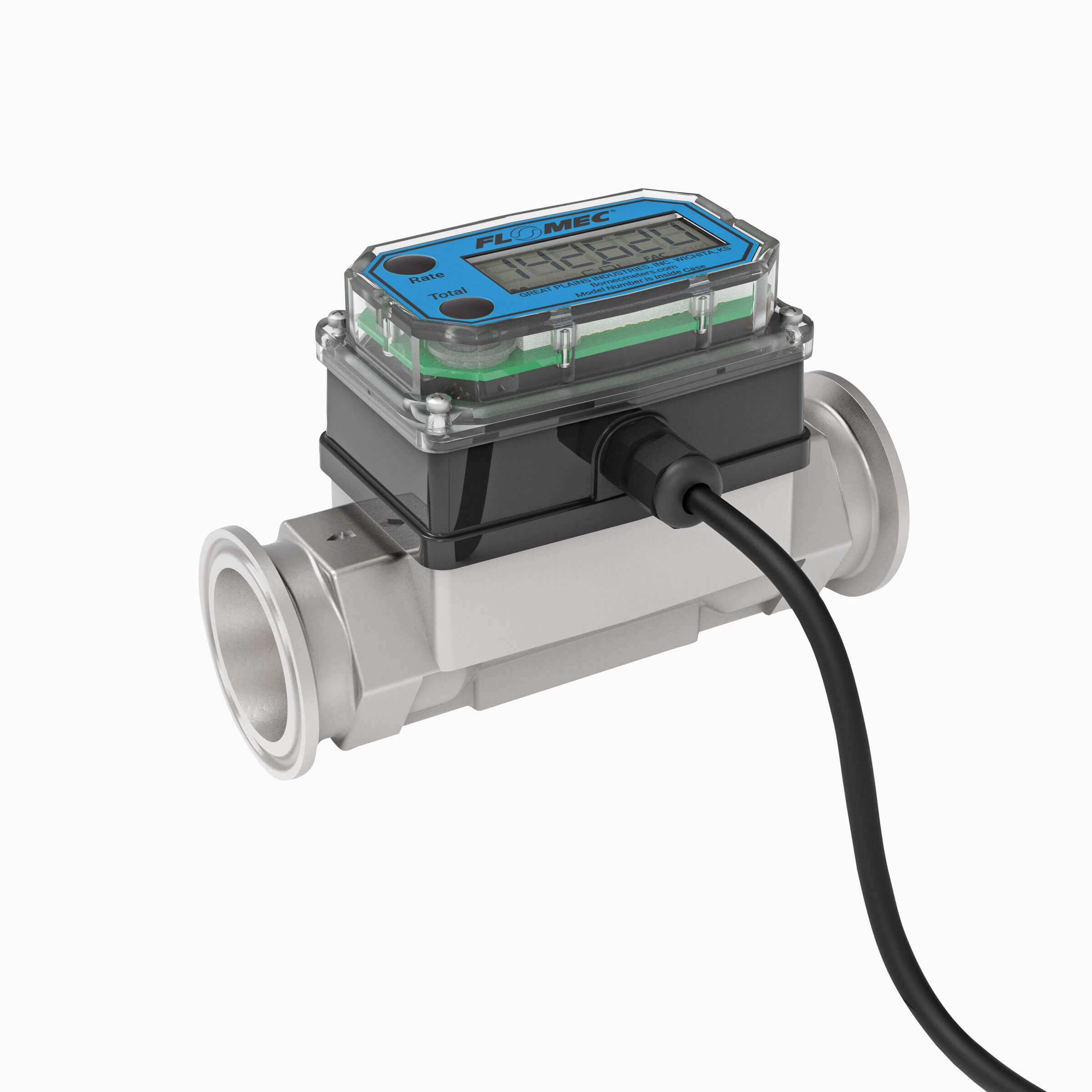 1" Turbine Stainless Steel Tri-Clamp G2 Flow Meter with Digital Display, Transmitter