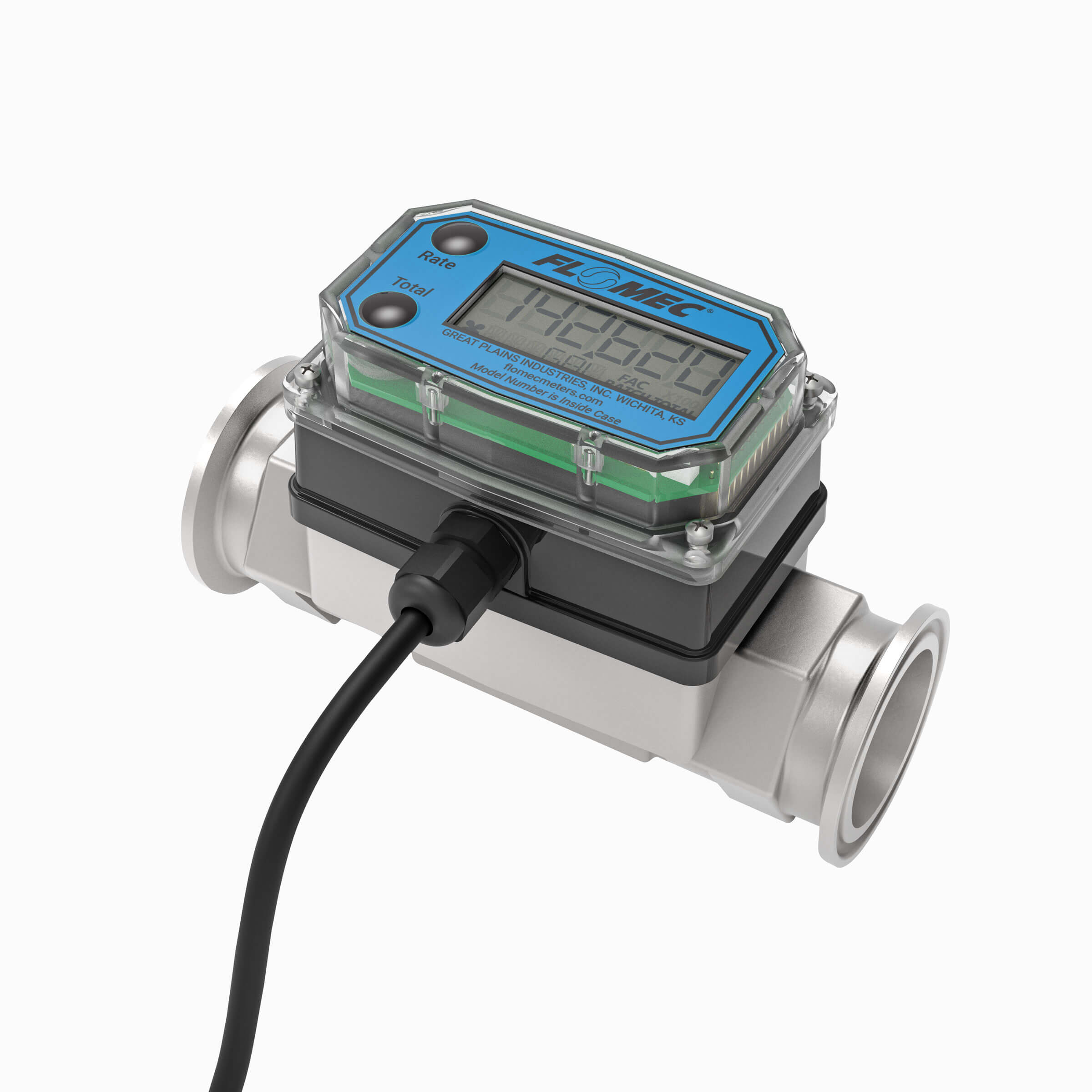1" Turbine Stainless Steel Tri-Clamp G2 Flow Meter with Digital Display, Transmitter