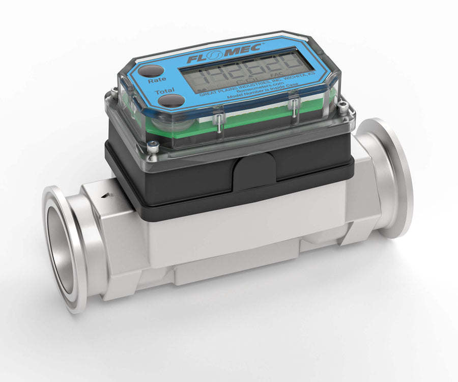 1" Stainless Steel High-Temperature G2 Flow Meter with Digital Display, Tri-Clamp