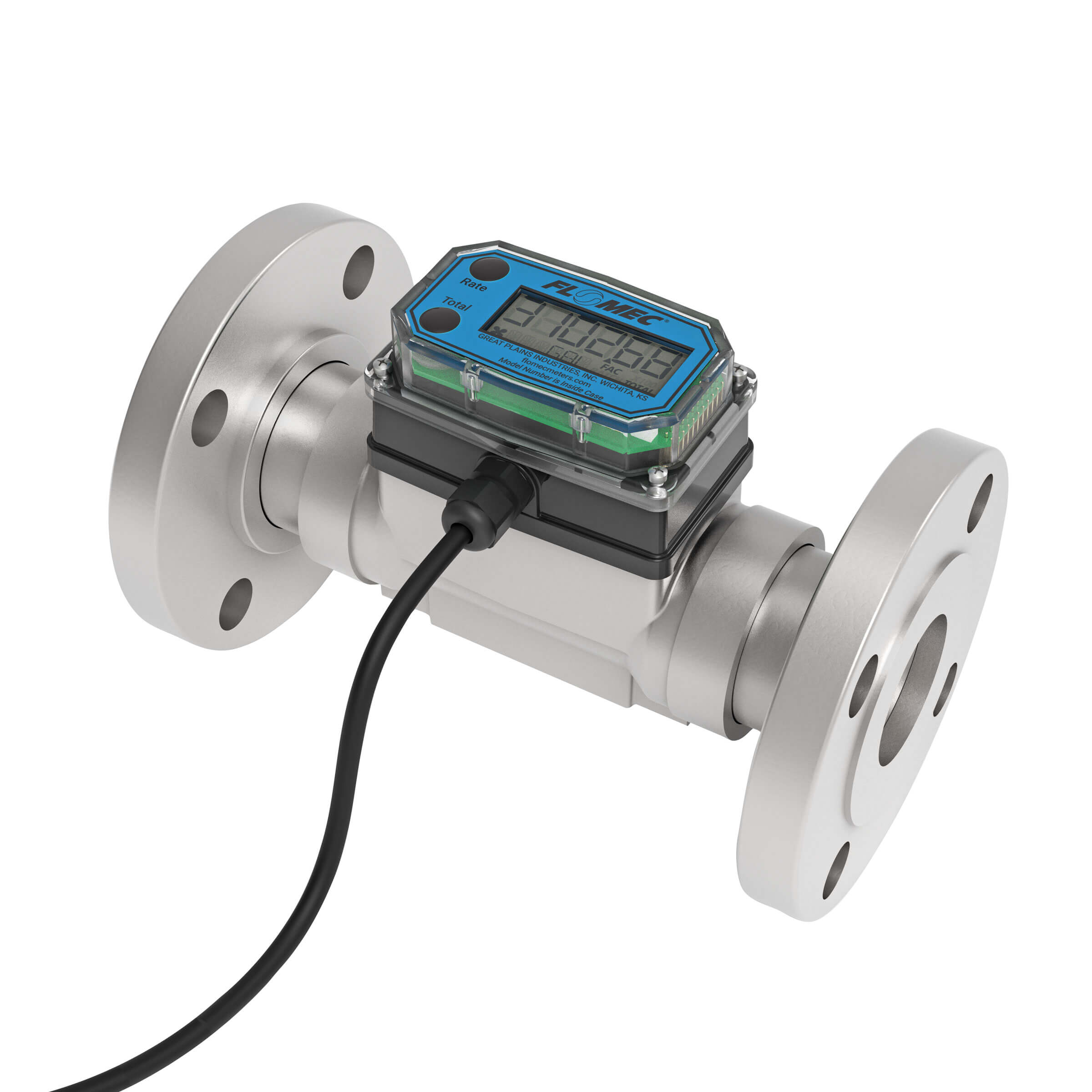 1-1/2" Turbine Stainless Steel #150 ANSI Flange G2 Flow Meter with Digital Display, Transmitter