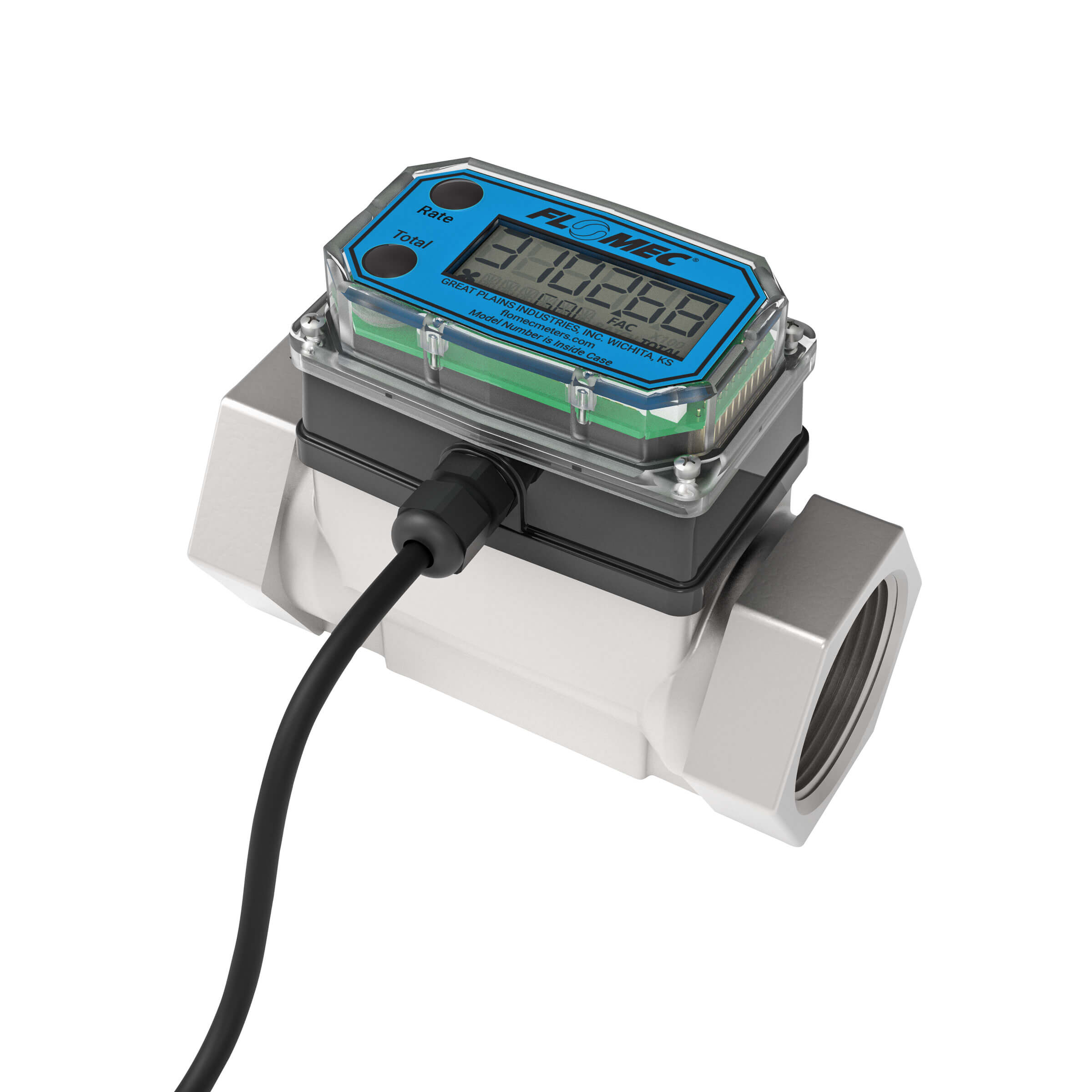 1-1/2" Turbine Stainless Steel NPT G2 Flow Meter with Digital Display, Transmitter