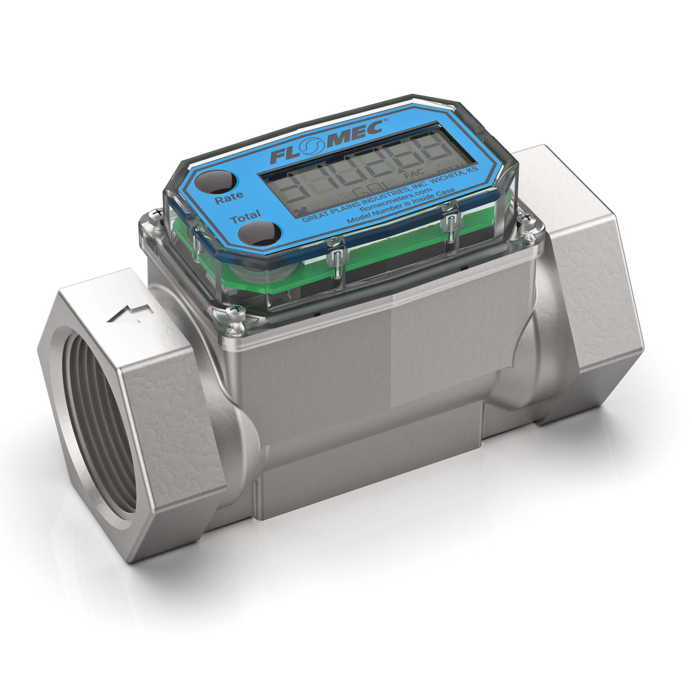 1-1/2" Turbine Stainless Steel NPT G2 Flow Meter with Digital Display, Hazardous Area Approved