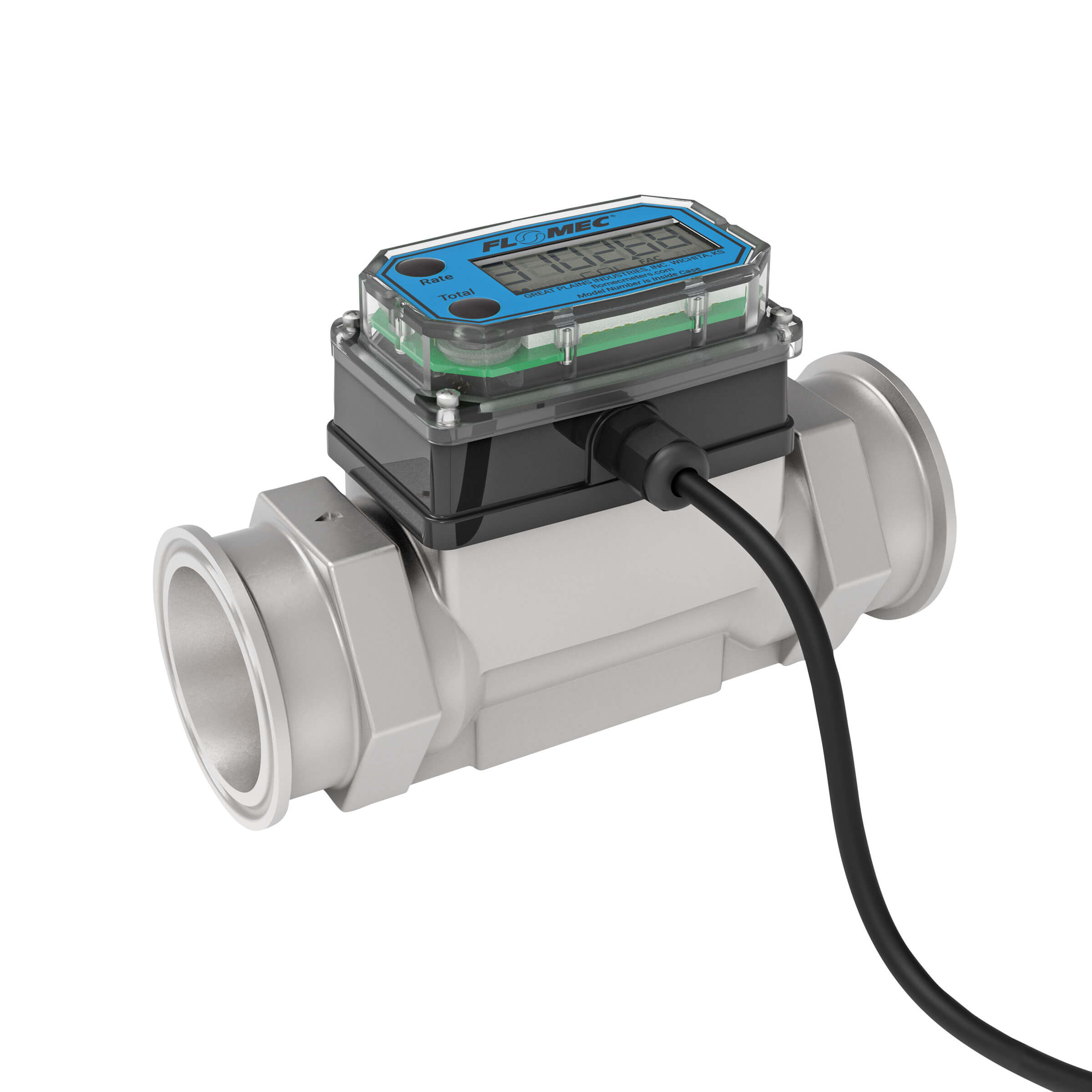 1-1/2" Turbine Stainless Steel Tri-Clamp G2 Flow Meter with Digital Display, Transmitter