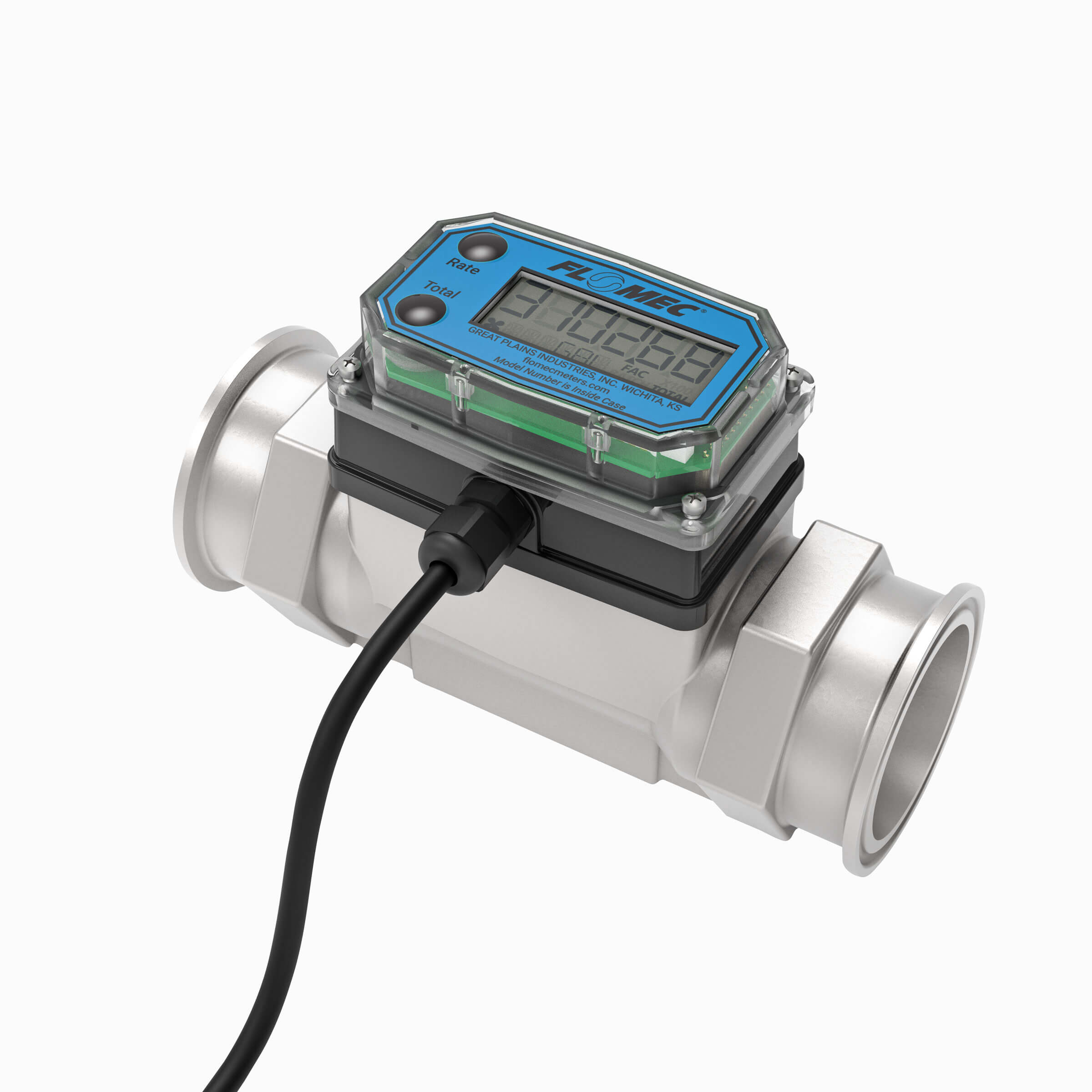 1-1/2" Turbine Stainless Steel Tri-Clamp G2 Flow Meter with Digital Display, Transmitter
