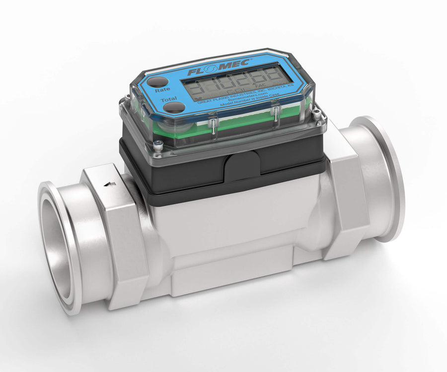 1-1/2" Stainless Steel High-Temperature G2 Flow Meter with Digital Display, Tri-Clamp