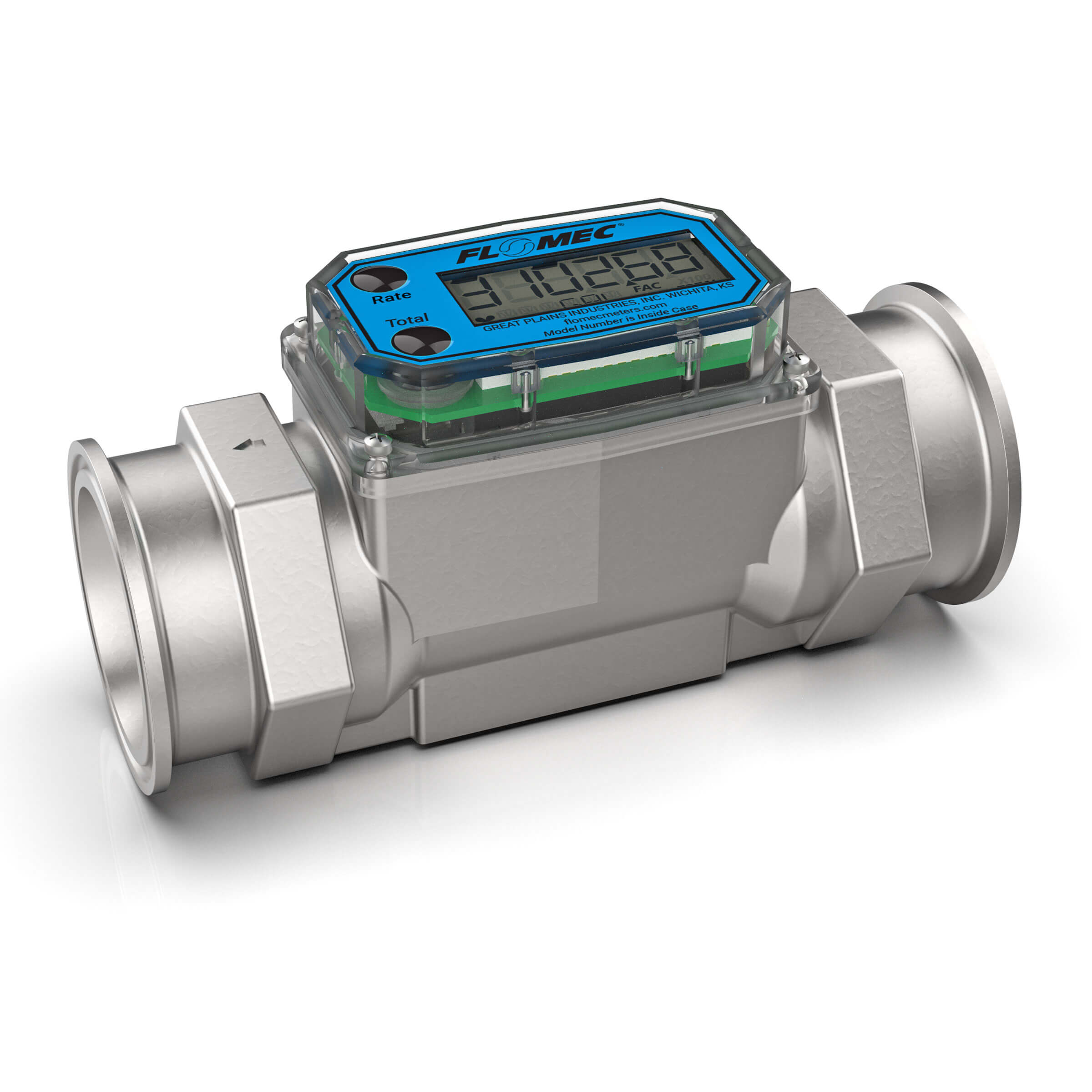 1-1/2" Turbine Stainless Steel Tri-Clamp G2 Flow Meter with Digital Display, Hazardous Area Approved