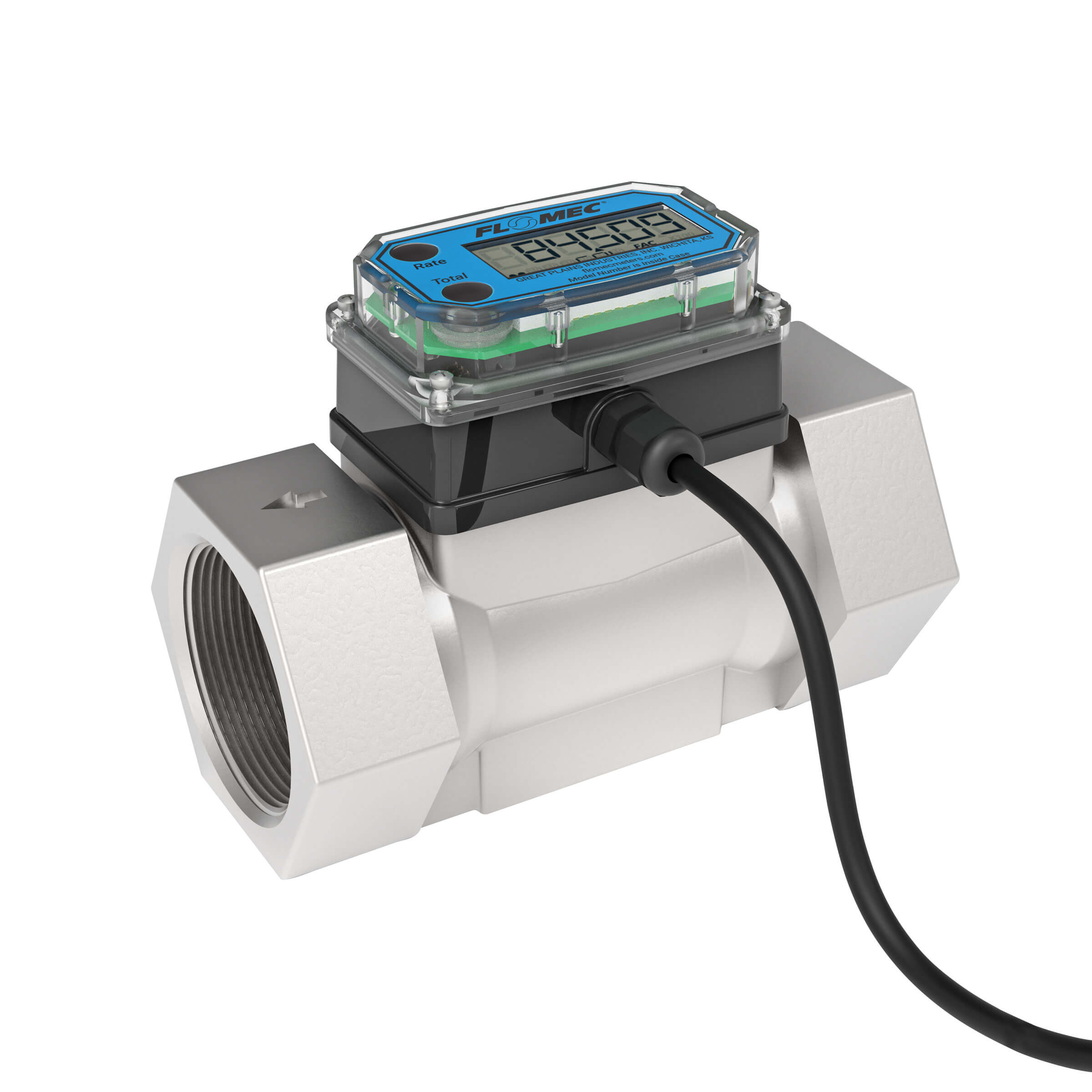2" Turbine Stainless Steel NPT G2 Flow Meter with Digital Display, Transmitter