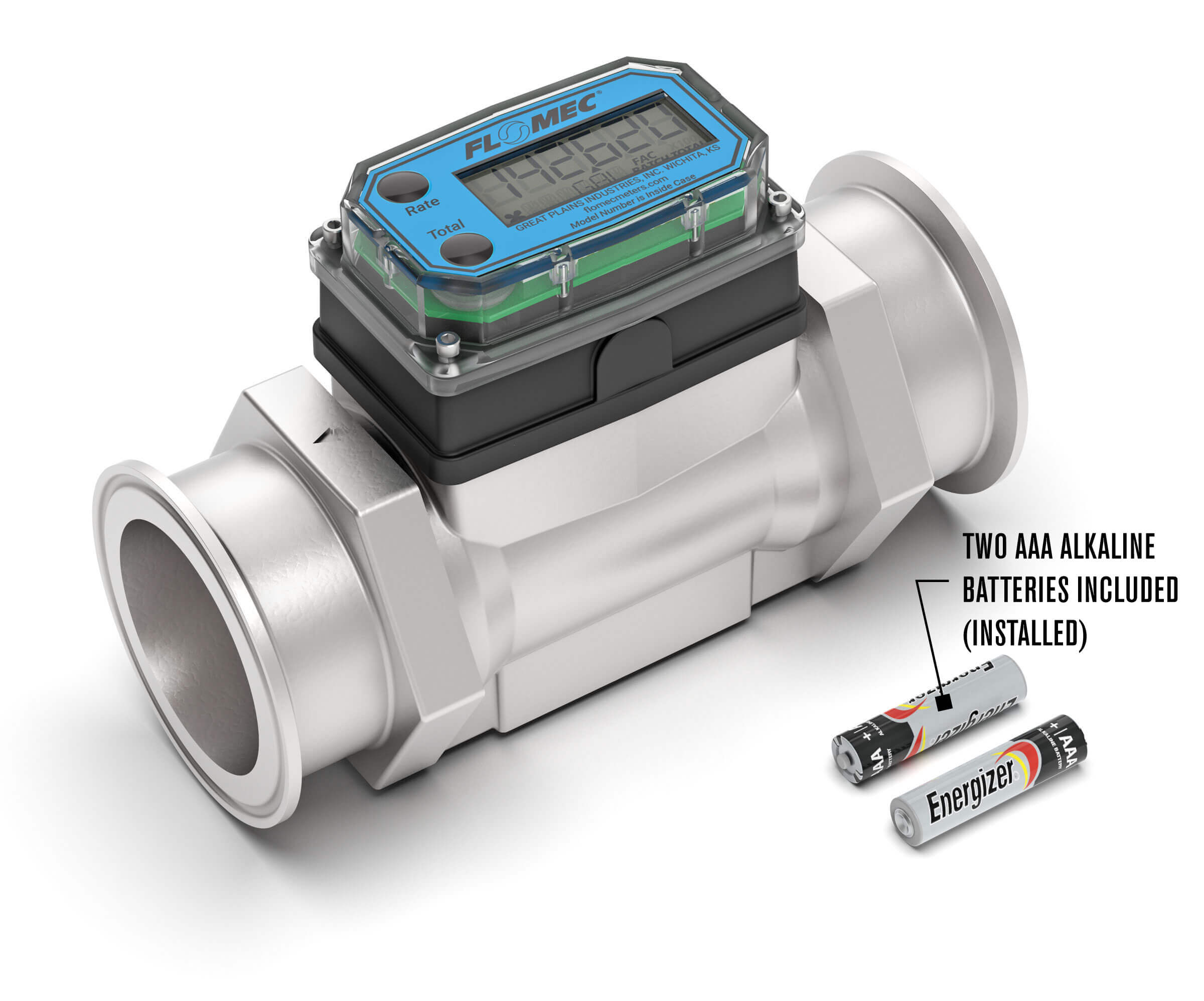 2" Stainless Steel High-Temperature G2 Flow Meter with Digital Display, Tri-Clamp