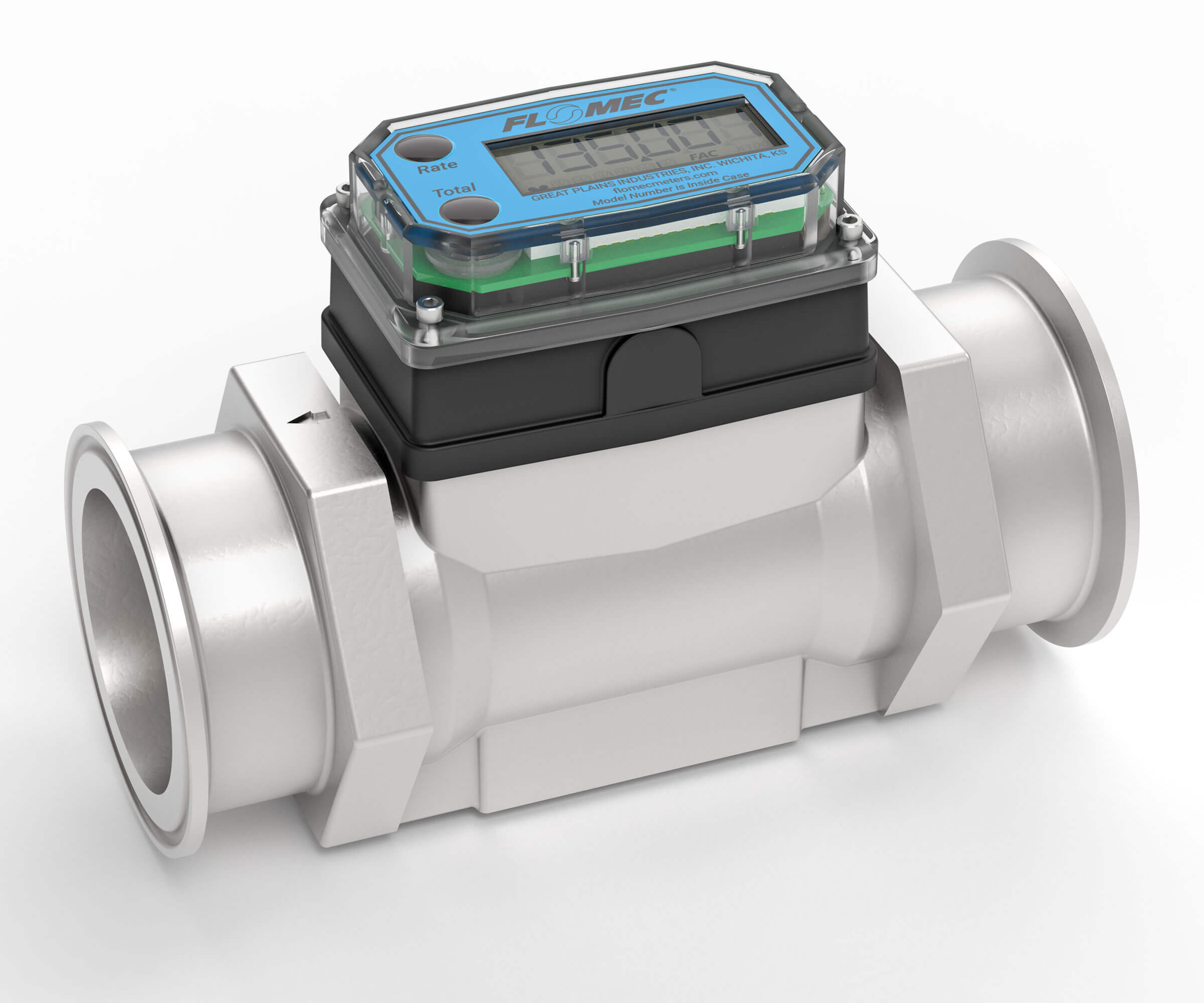 2" Stainless Steel High-Temperature G2 Flow Meter with Digital Display, Tri-Clamp