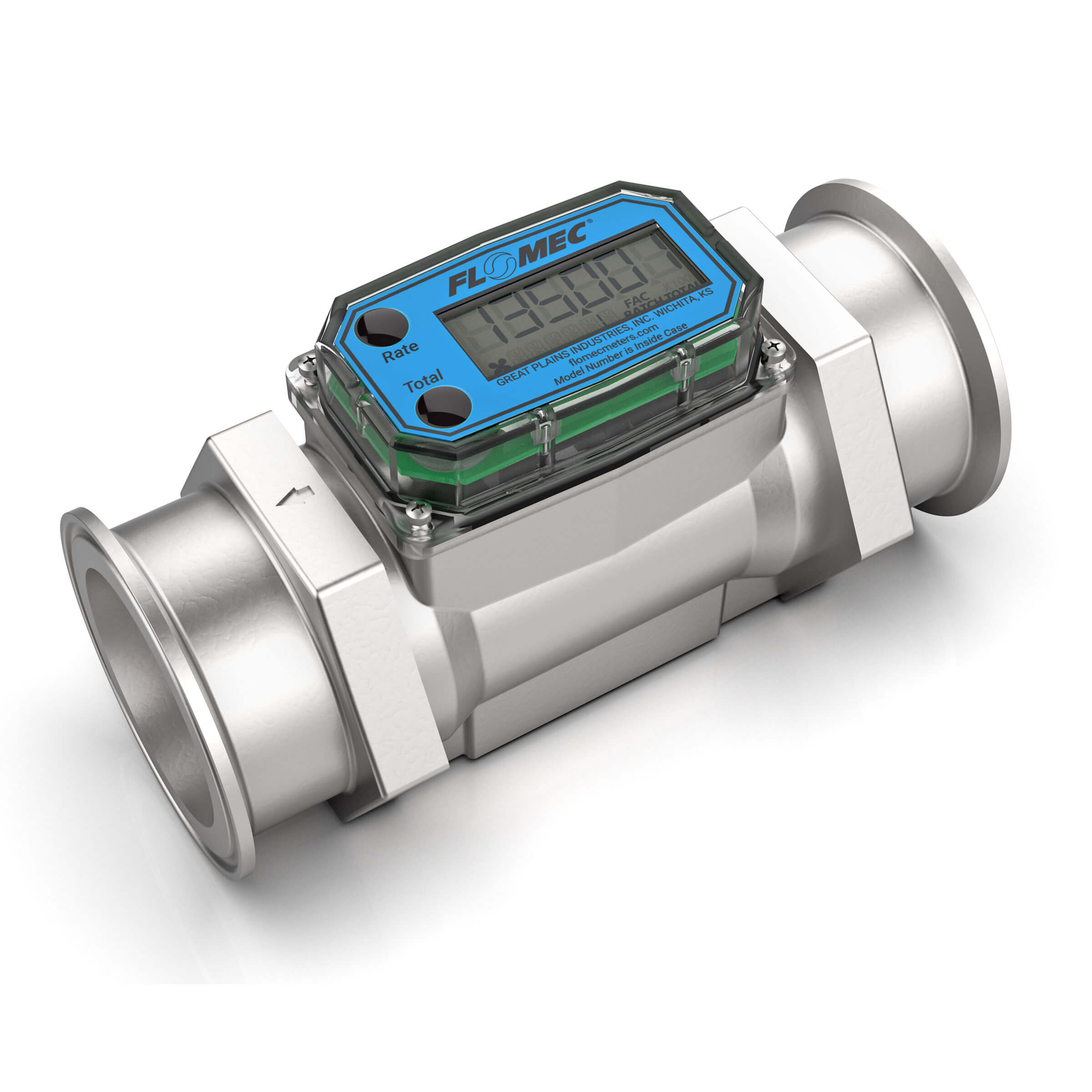 2" Turbine Stainless Steel Tri-Clamp G2 Flow Meter with Digital Display, Hazardous Area Approved