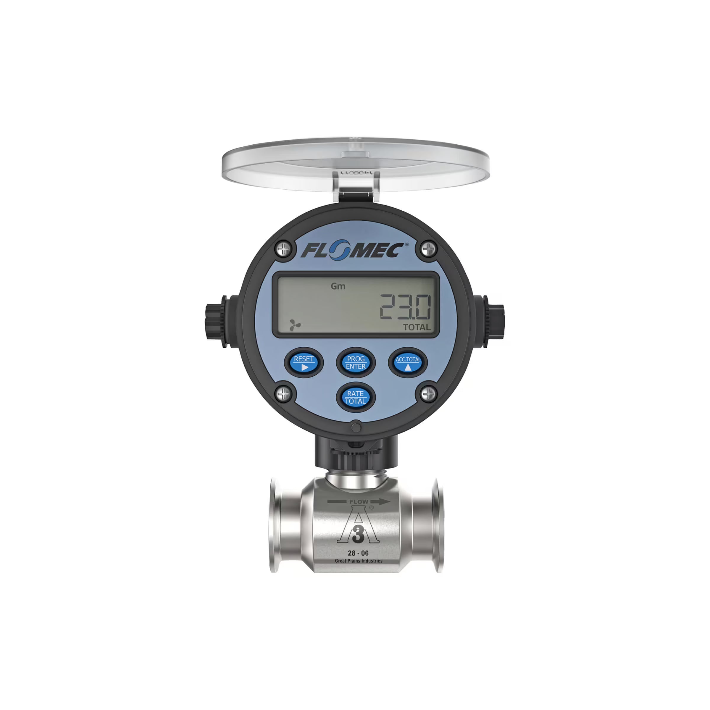 1" Stainless Steel 3A Sanitary G3A Flow Meter with RT14 Transmitter with Built-In Digital Display