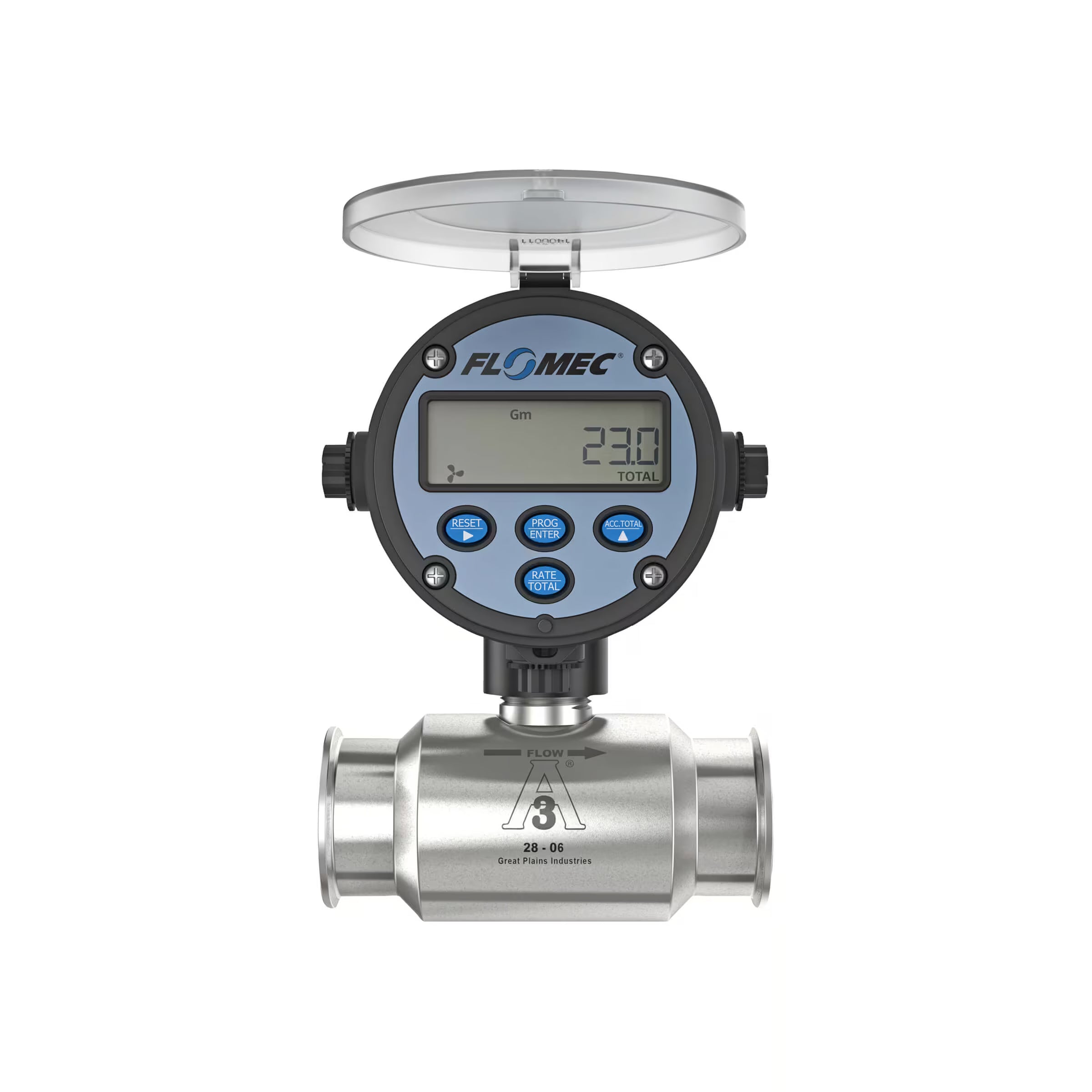 2" Stainless Steel 3A Sanitary G3A Flow Meter with RT14 Transmitter with Built-In Digital Display