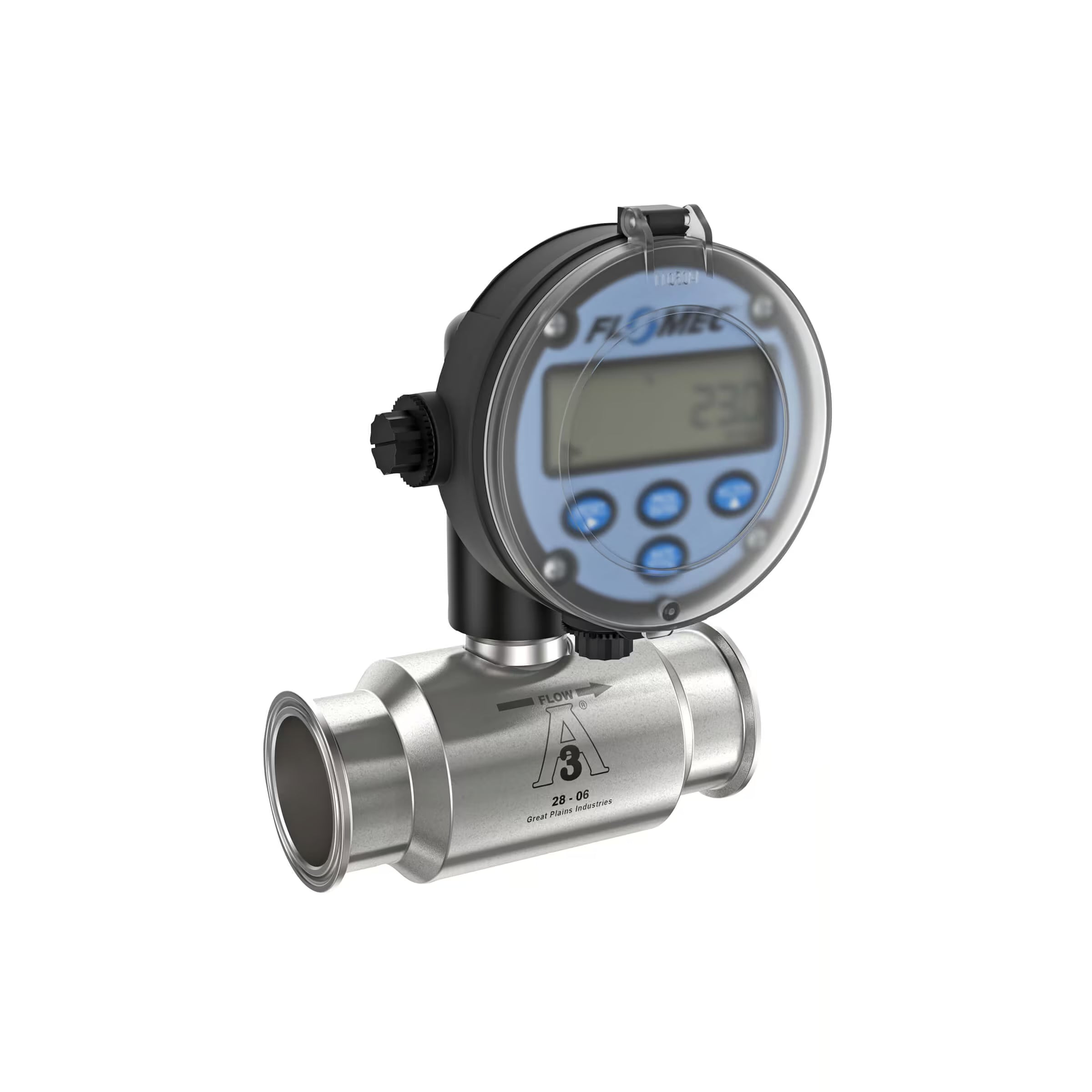 2" Stainless Steel 3A Sanitary G3A Flow Meter with RT14 Transmitter with Built-In Digital Display
