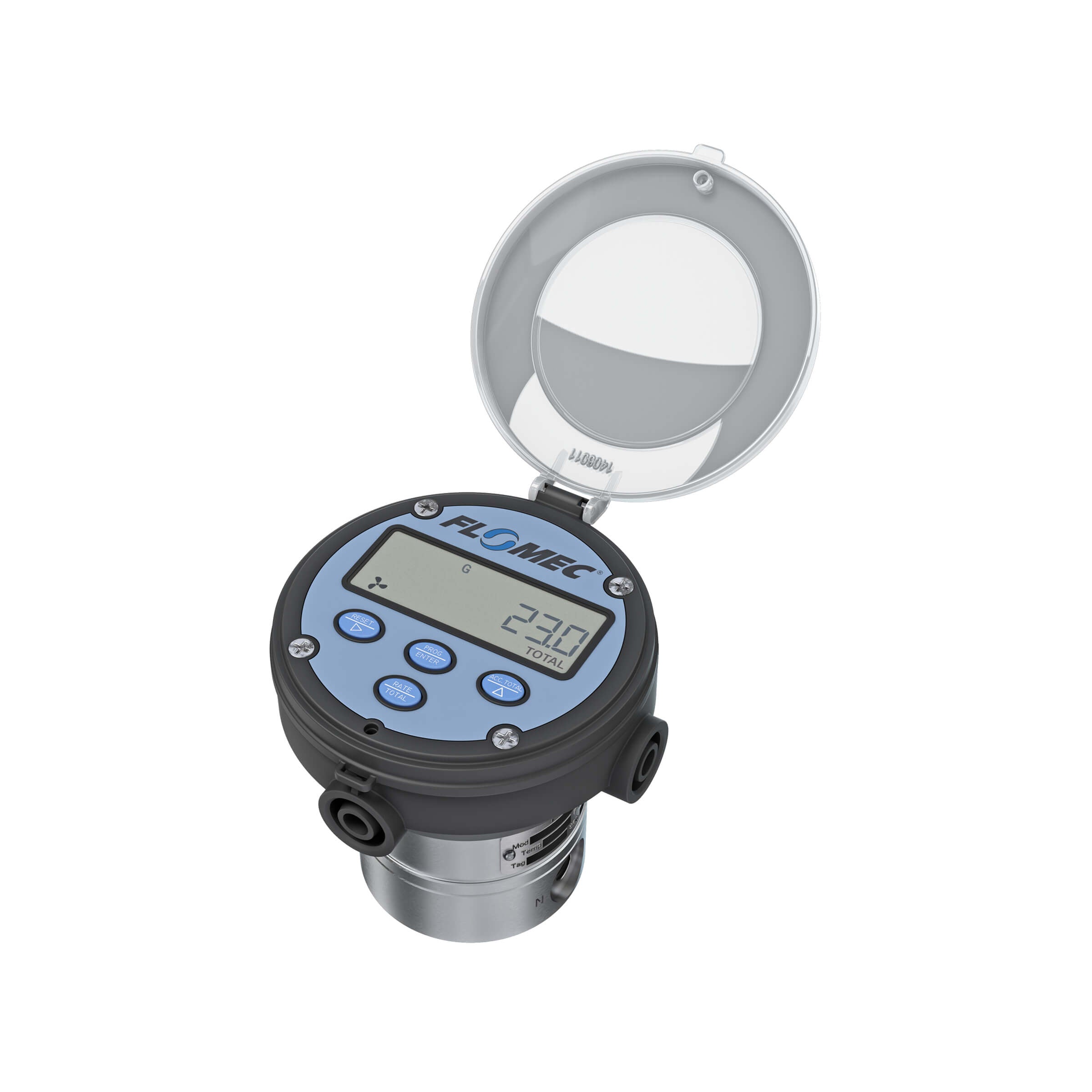 1" Oval Gear Aluminum NPT Flow Meter, RT14 Transmitter with Built-In Digital Display
